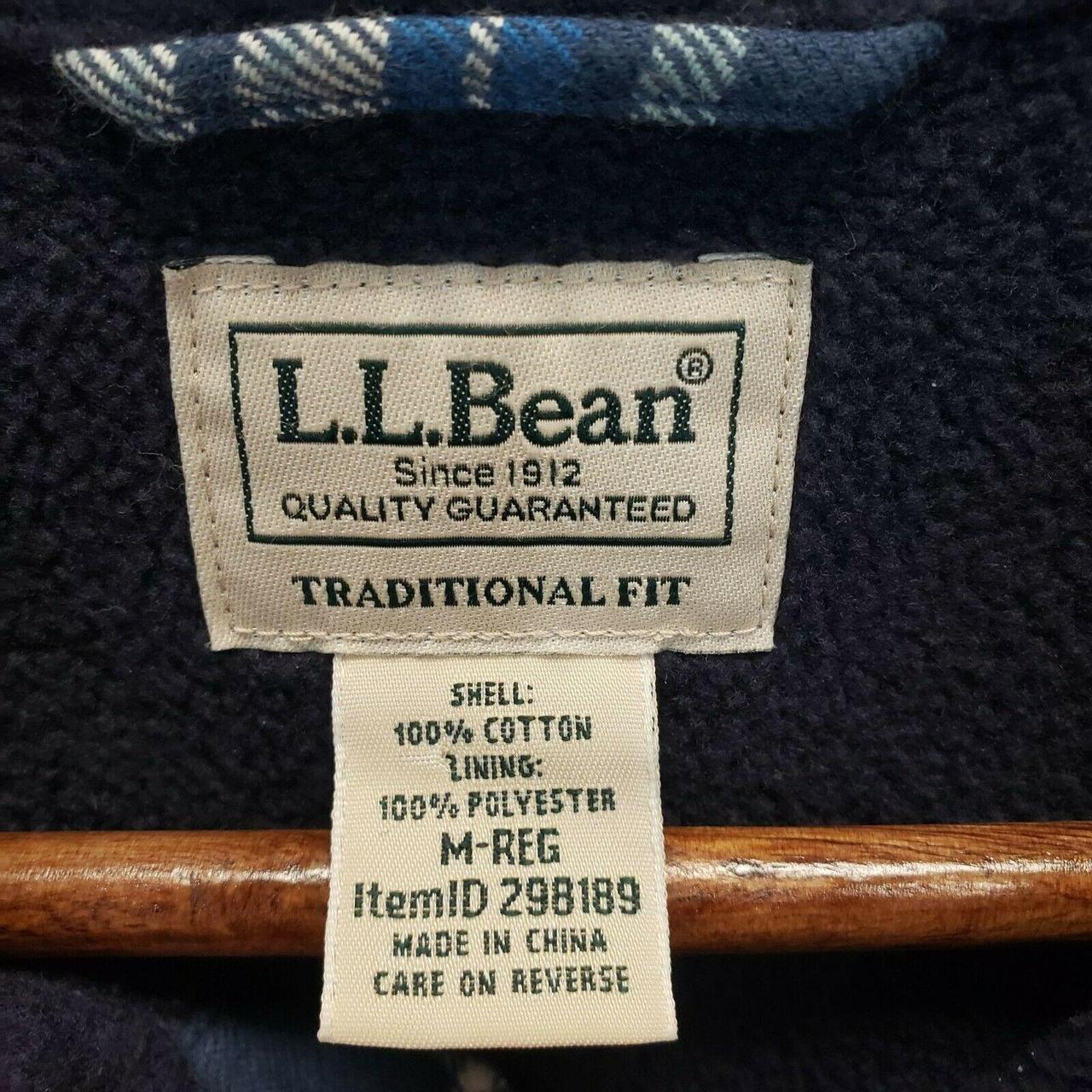 LL Bean Mens Blue White Plaid Fleece Lined Flannel... - Depop