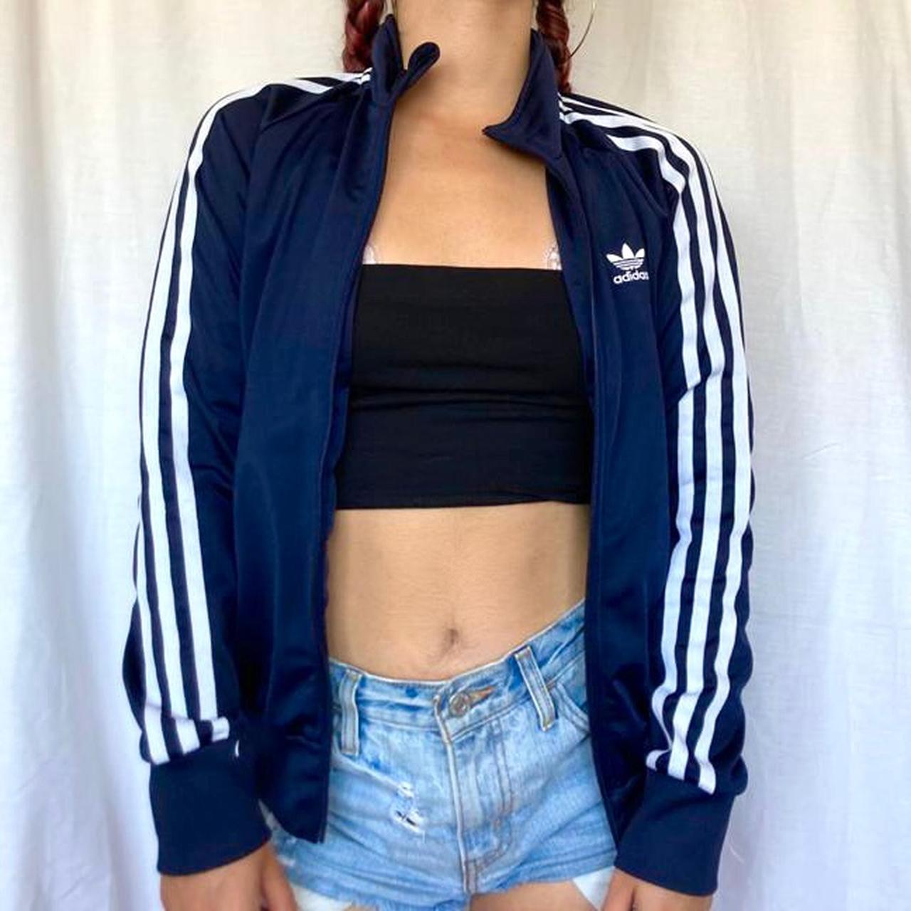 Adidas Women's Blue and Navy Jacket | Depop