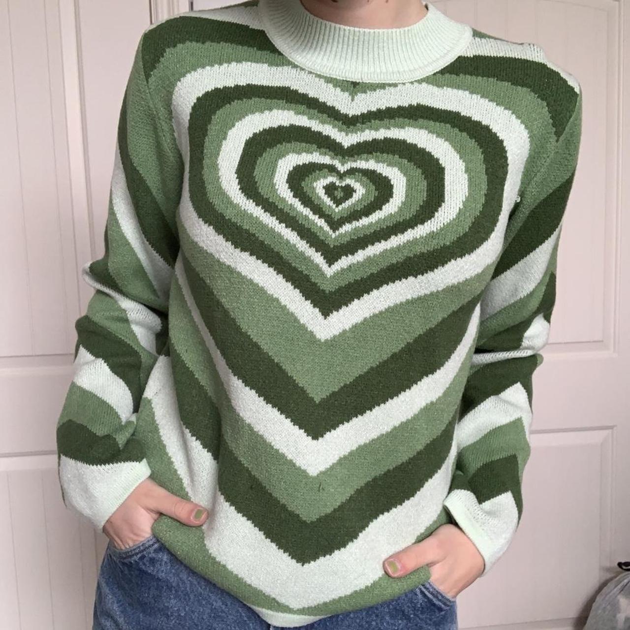green heart wave sweater