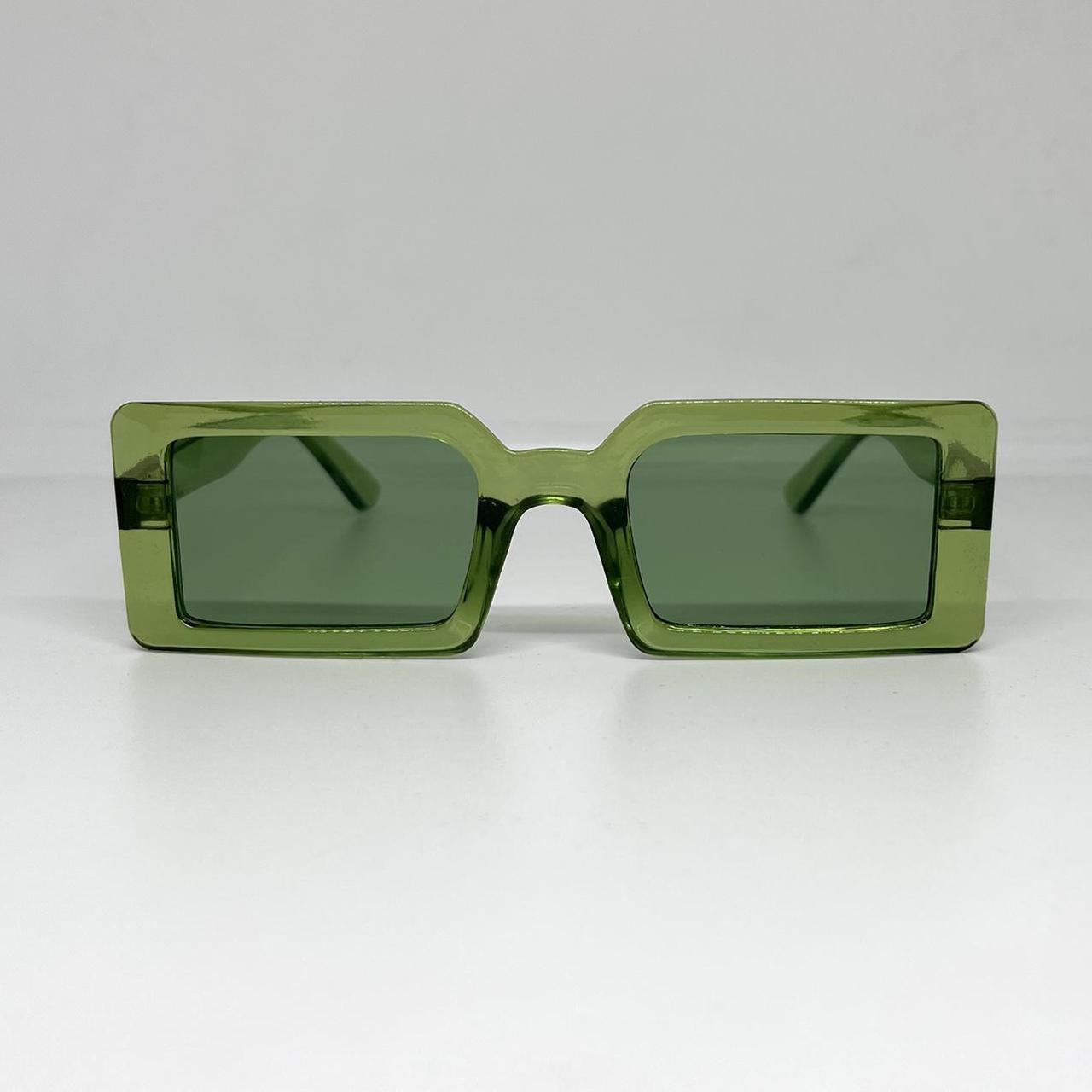 Pair of rectangle sunglasses in green Y2K Brand new... Depop