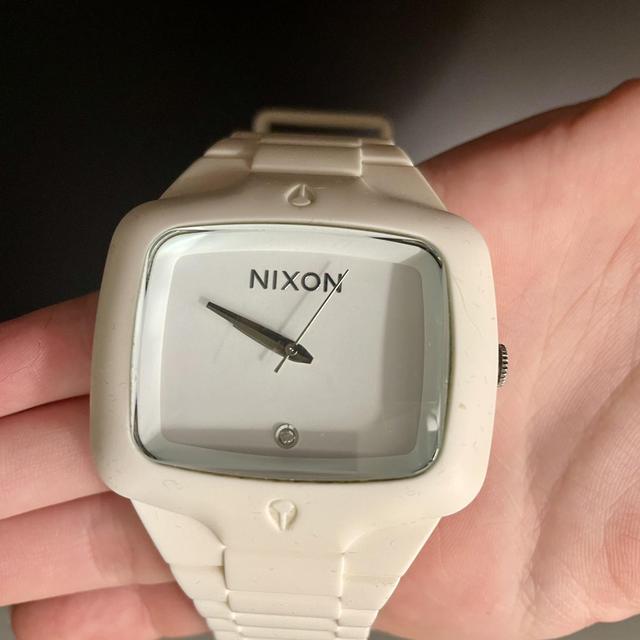 nixon rubber player white analog watch light scratch... - Depop