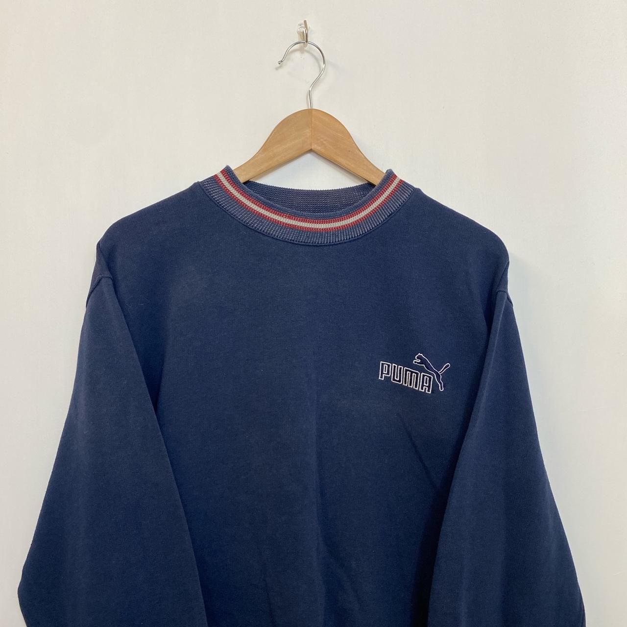 90’s Puma Dark Blue Embroidered Chest Logo High Neck... - Depop