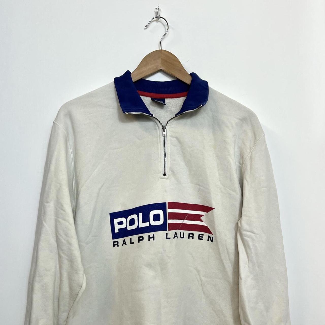 90’s Ralph Lauren Polo Sport White Quarter Zip... - Depop