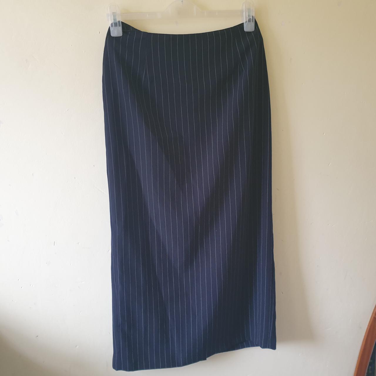 Vintage 90s Midi Wrap Skirt Sz 10 Principles Navy... - Depop