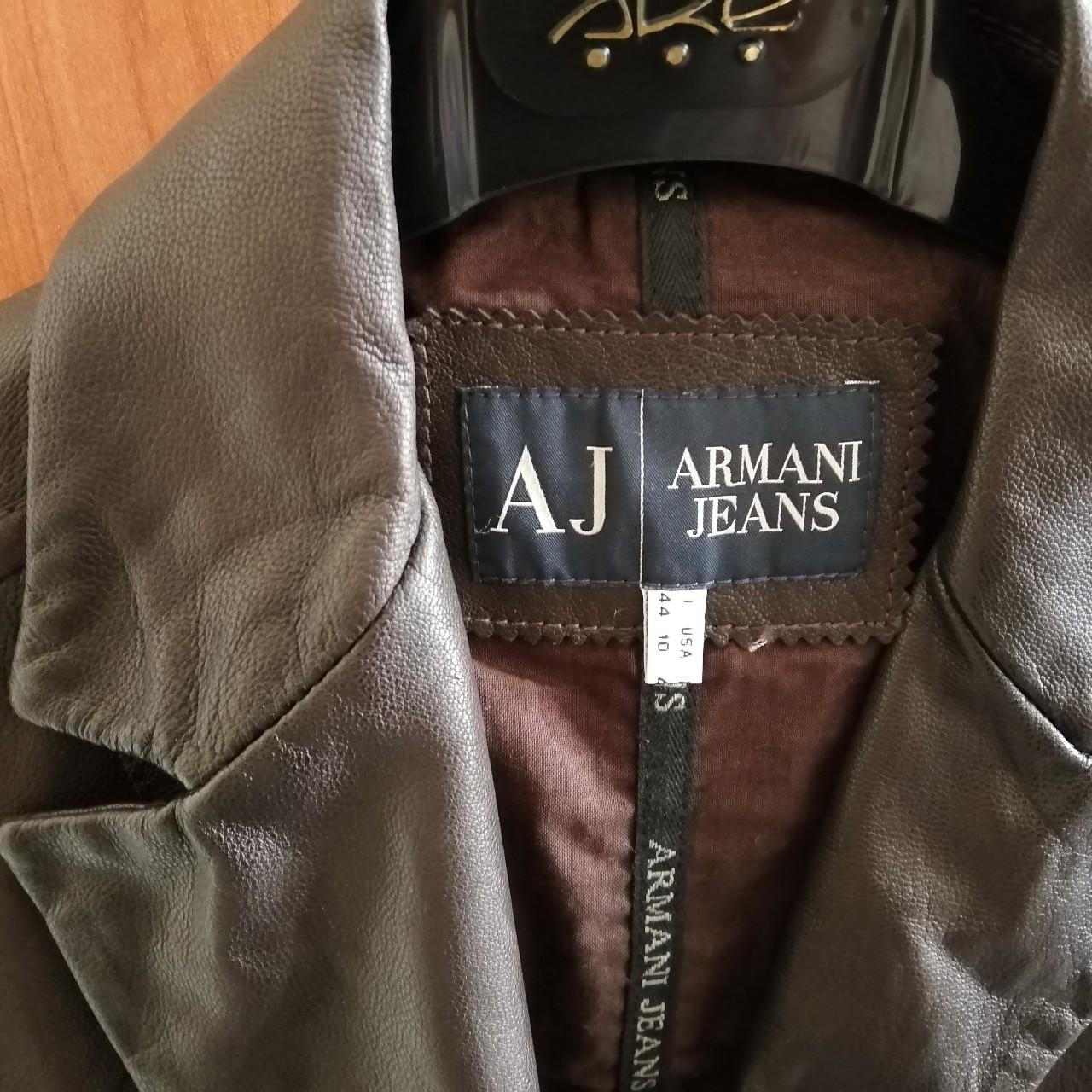 Giacca di pelle marrone Vintage Armani jeans Depop