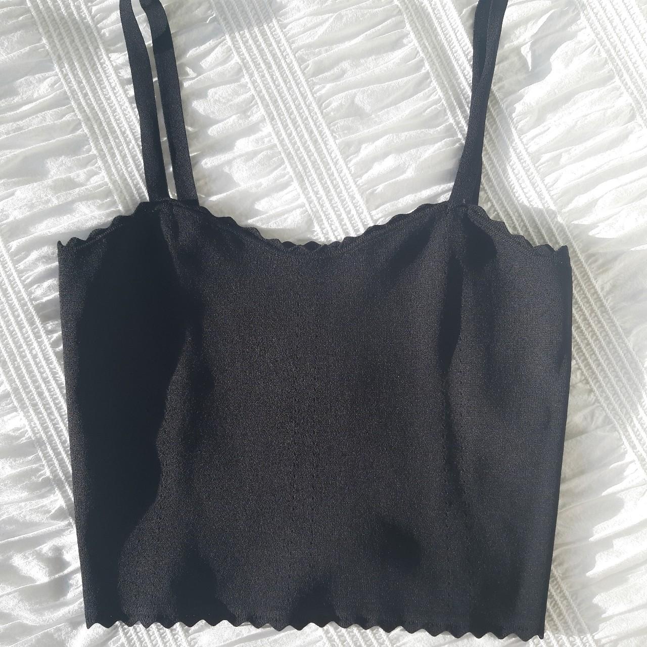 Zara black cami top with scalloped edges - Depop