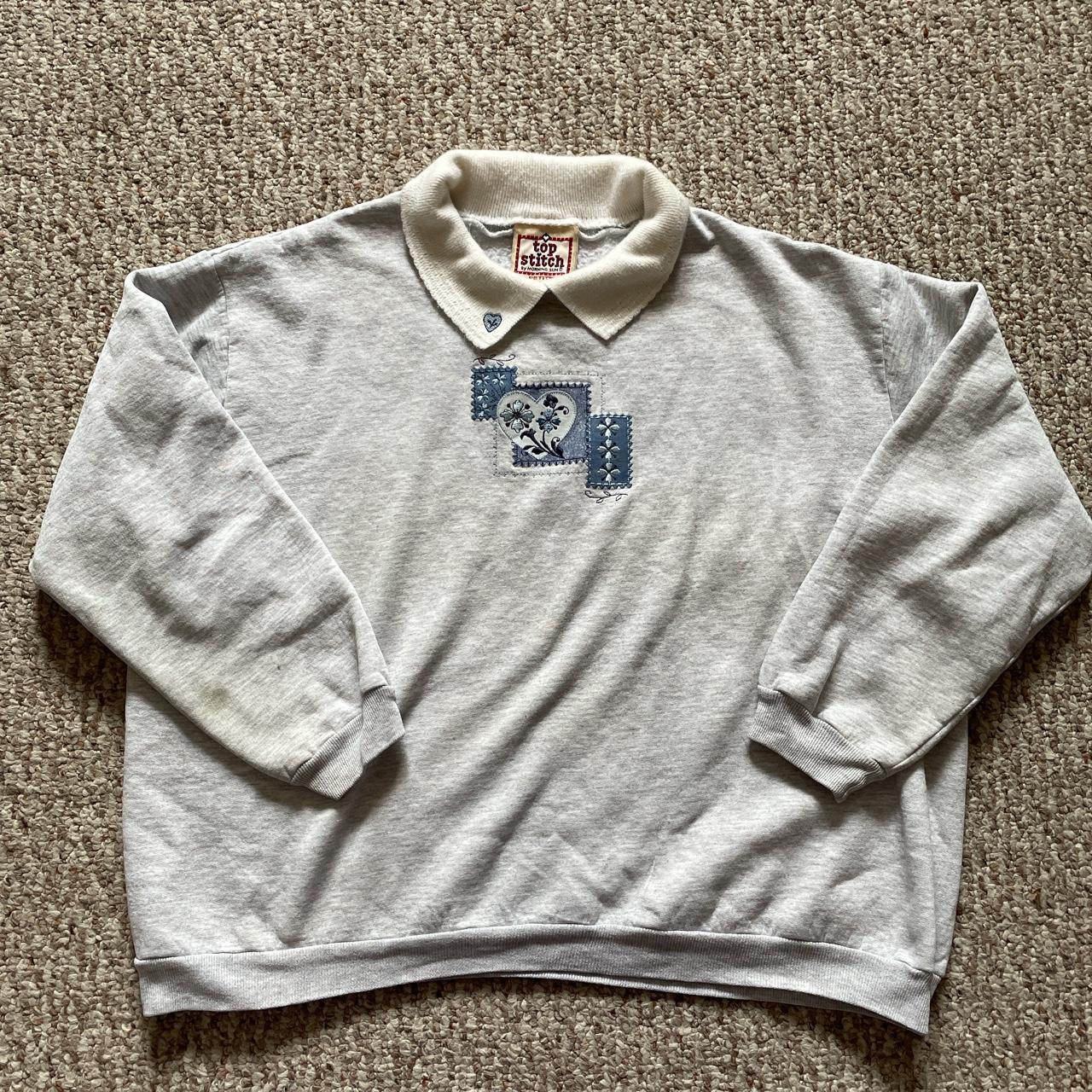 Cute vintage grandma sweatshirt with embroidered... - Depop