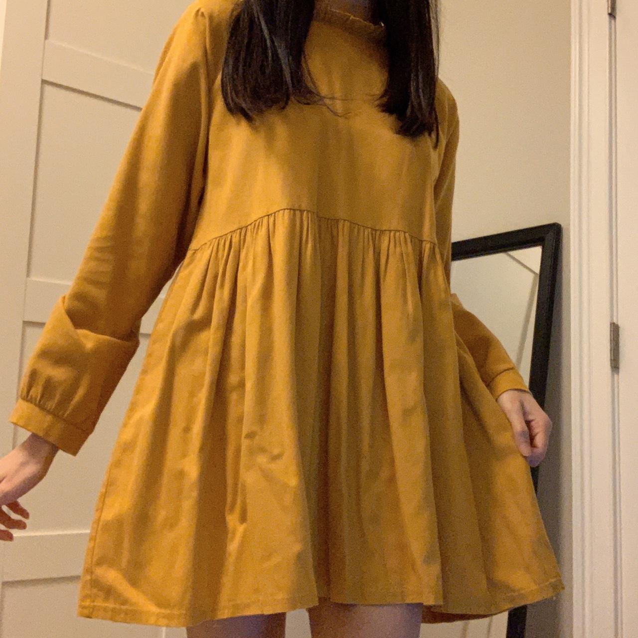 Prettiest mustard babydoll dress Fall vibes Depop