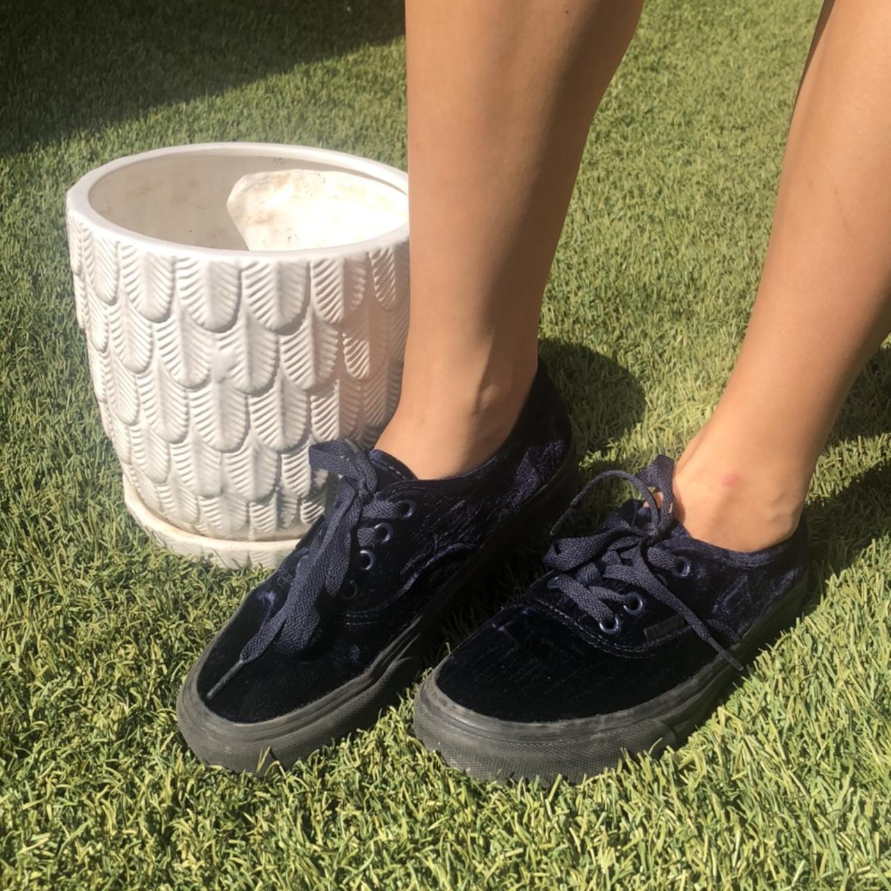 navy vans with gum sole