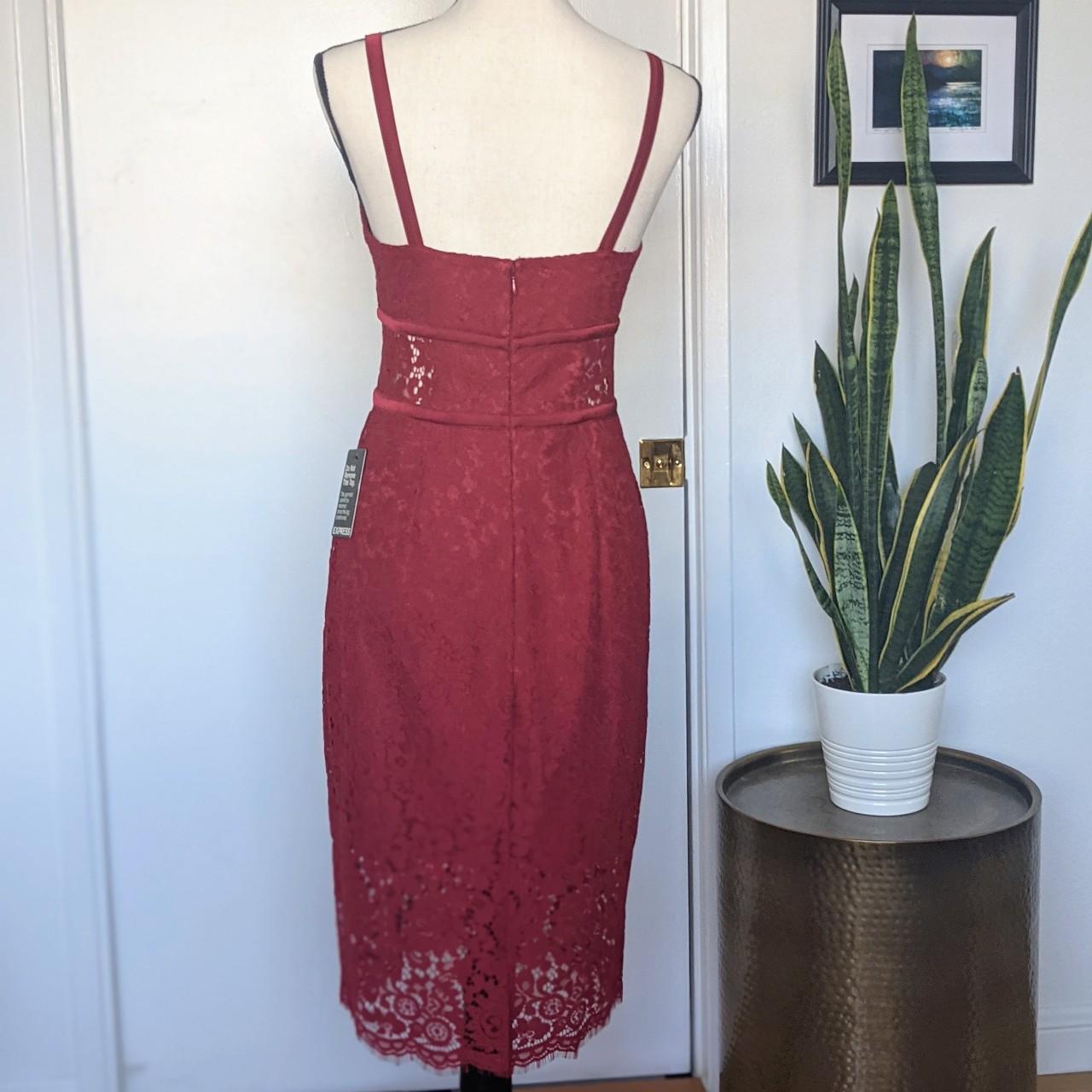 Express Women's Red and Burgundy Dress | Depop