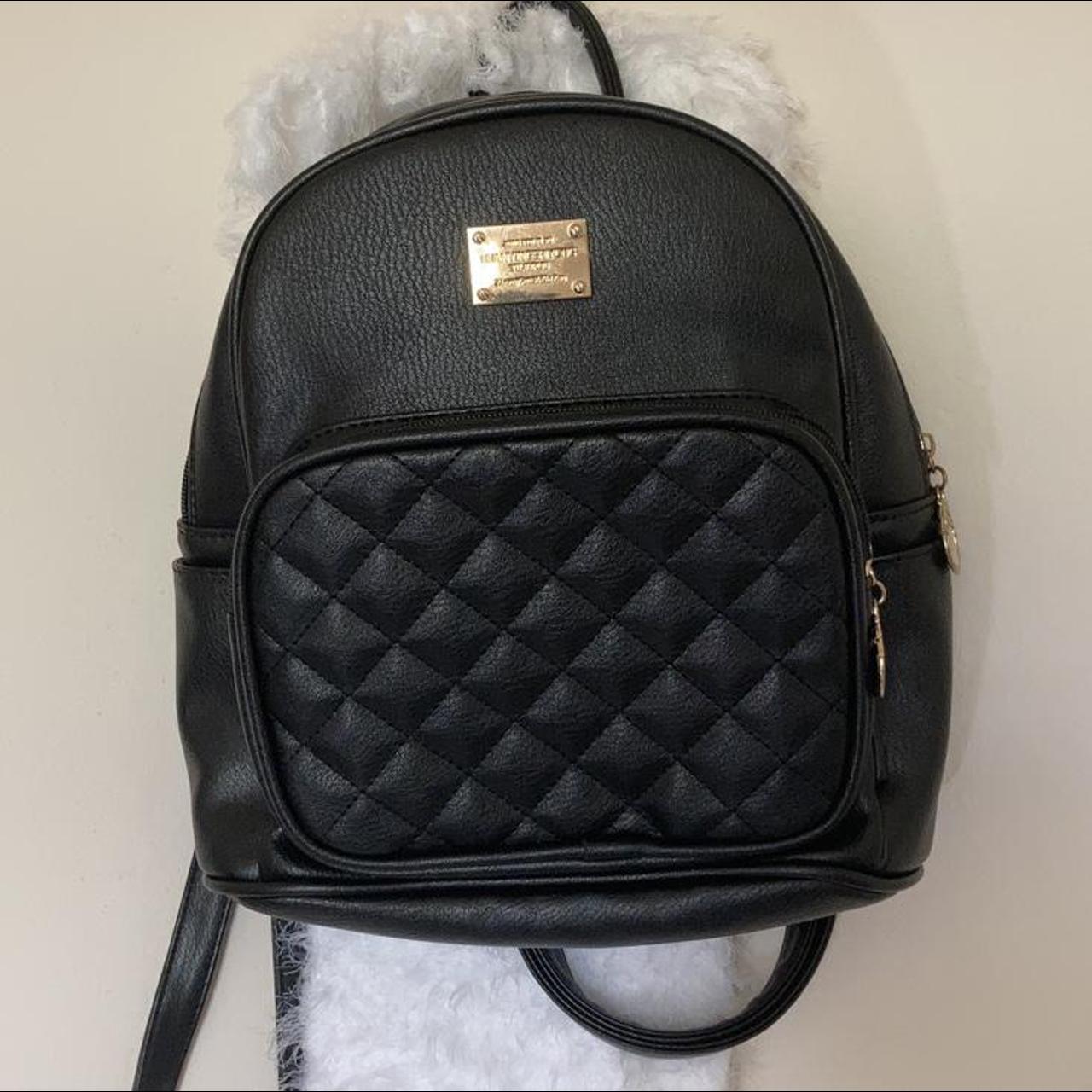 🔆 black mini backpack with gold accents great... - Depop