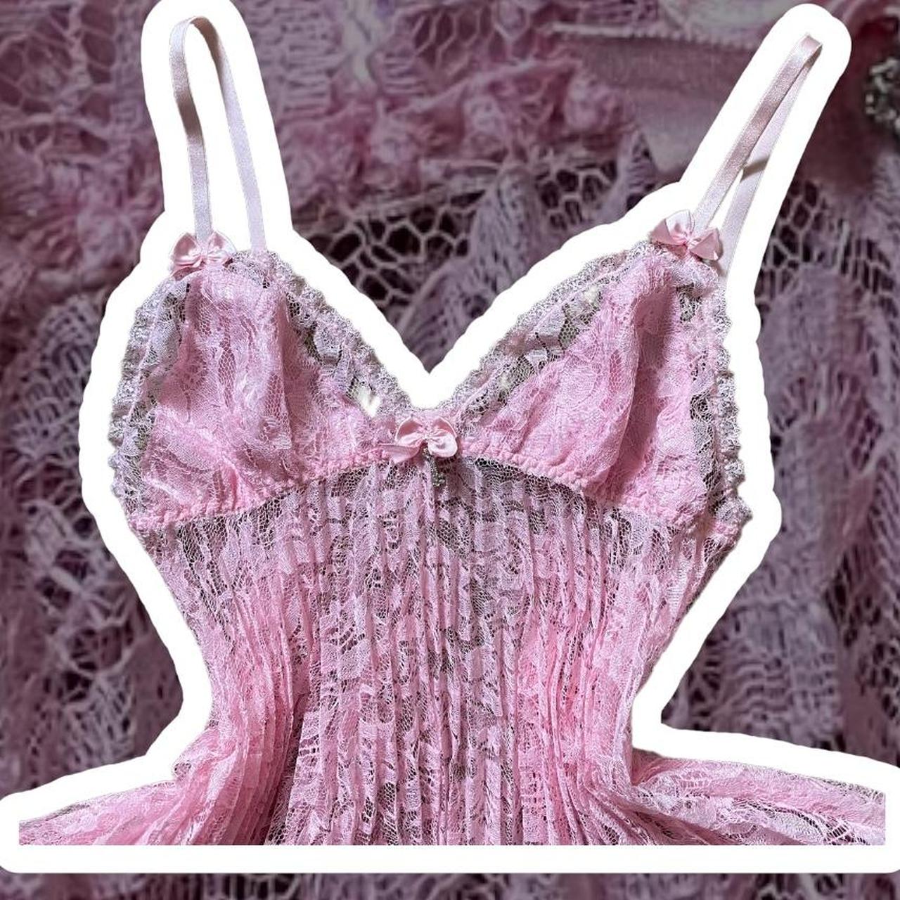 Princess pink negligee 💕 ~~ Lace, bows, and a charm... - Depop