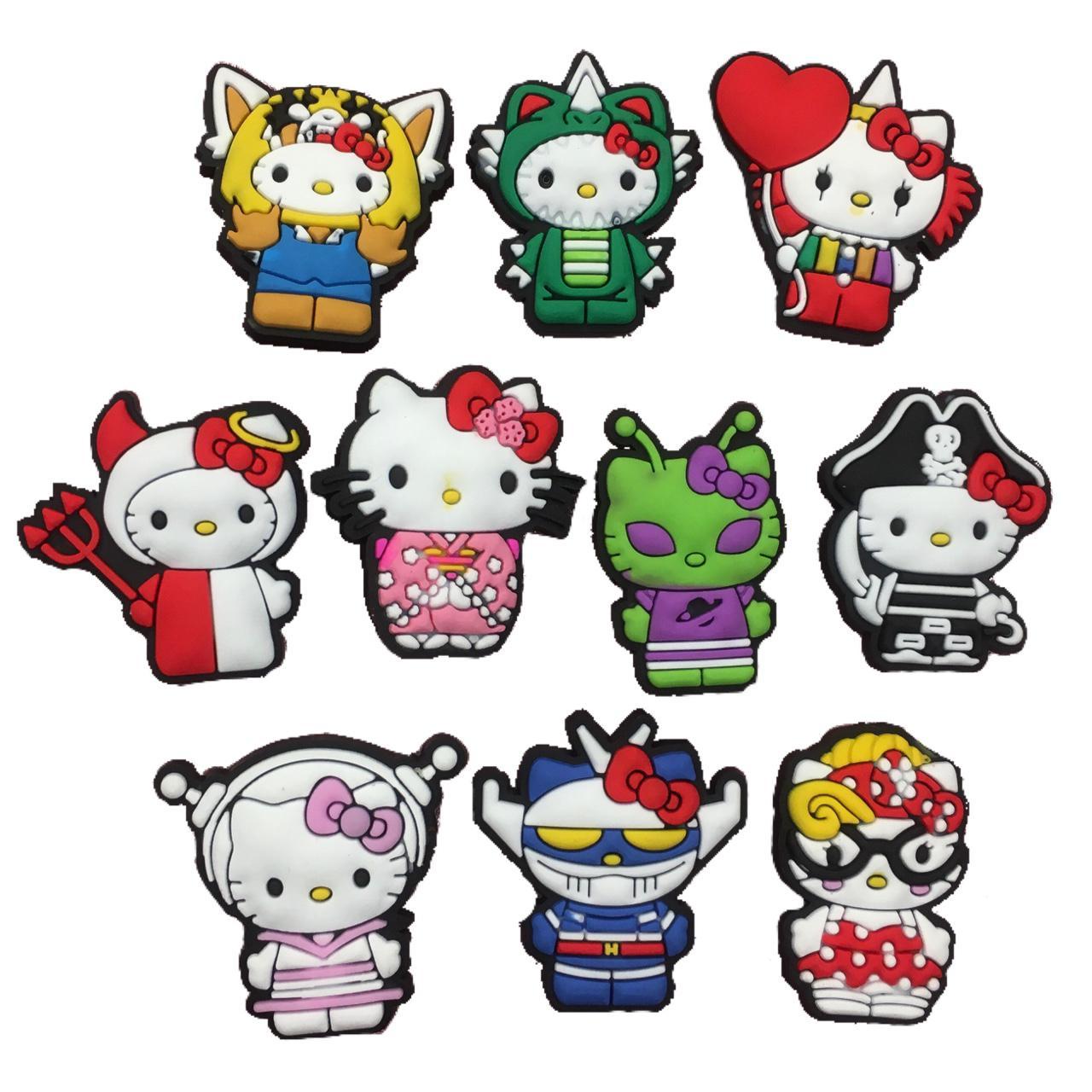 10 Piece Hello Kitty Full Body Kawaii Nail Charms  - Depop