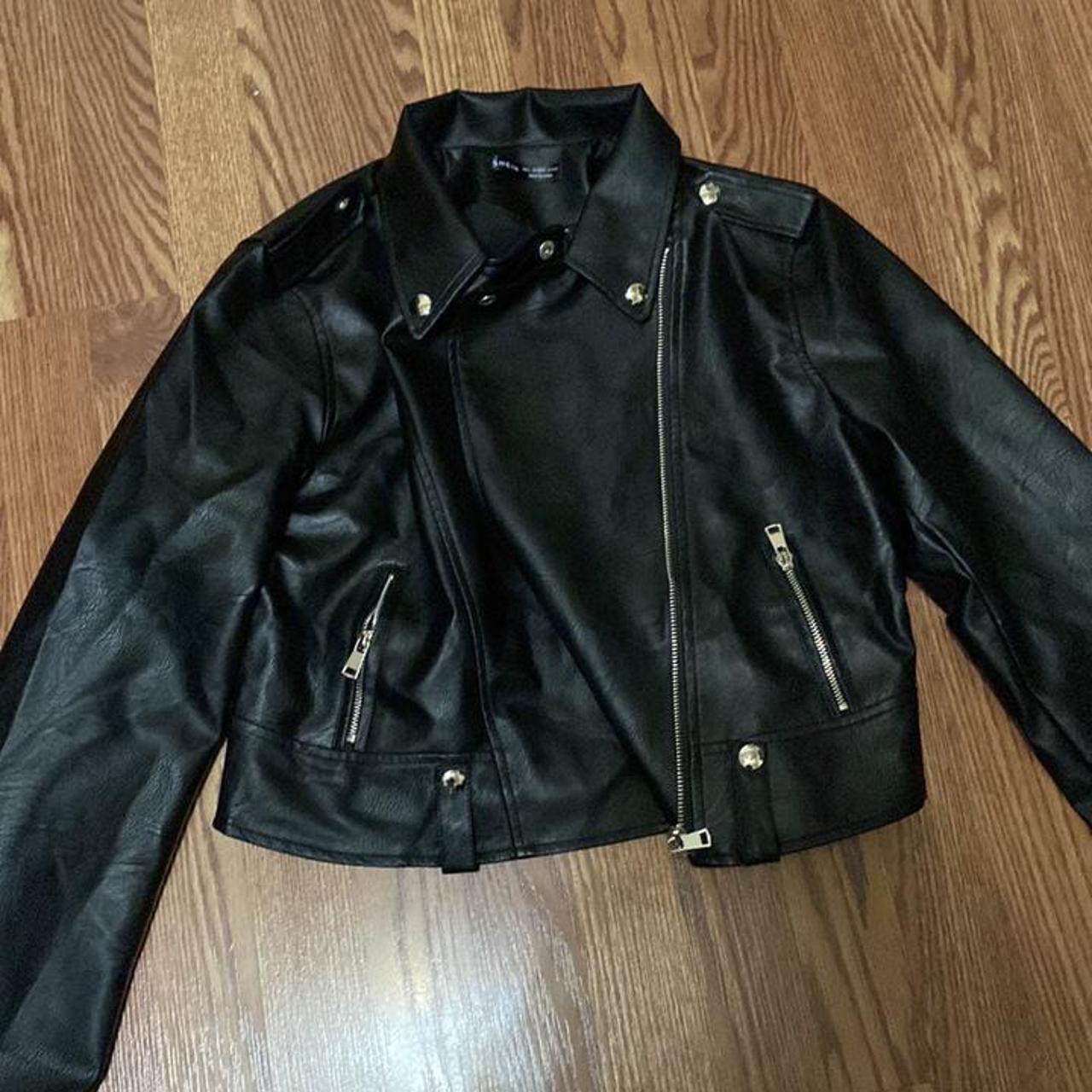 Faux leather jacket Never been worn - Depop