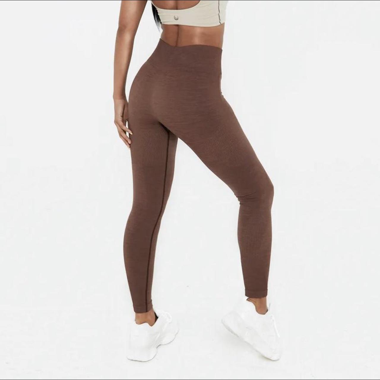 Brown Seamless Ribbed Contour Lazulilabel Leggings 