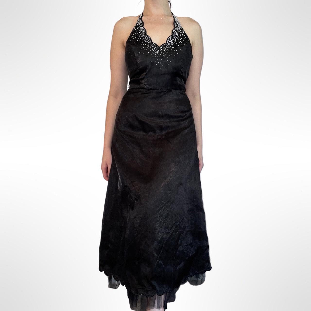 Vintage 90s/y2k black halter top formal dress The... - Depop
