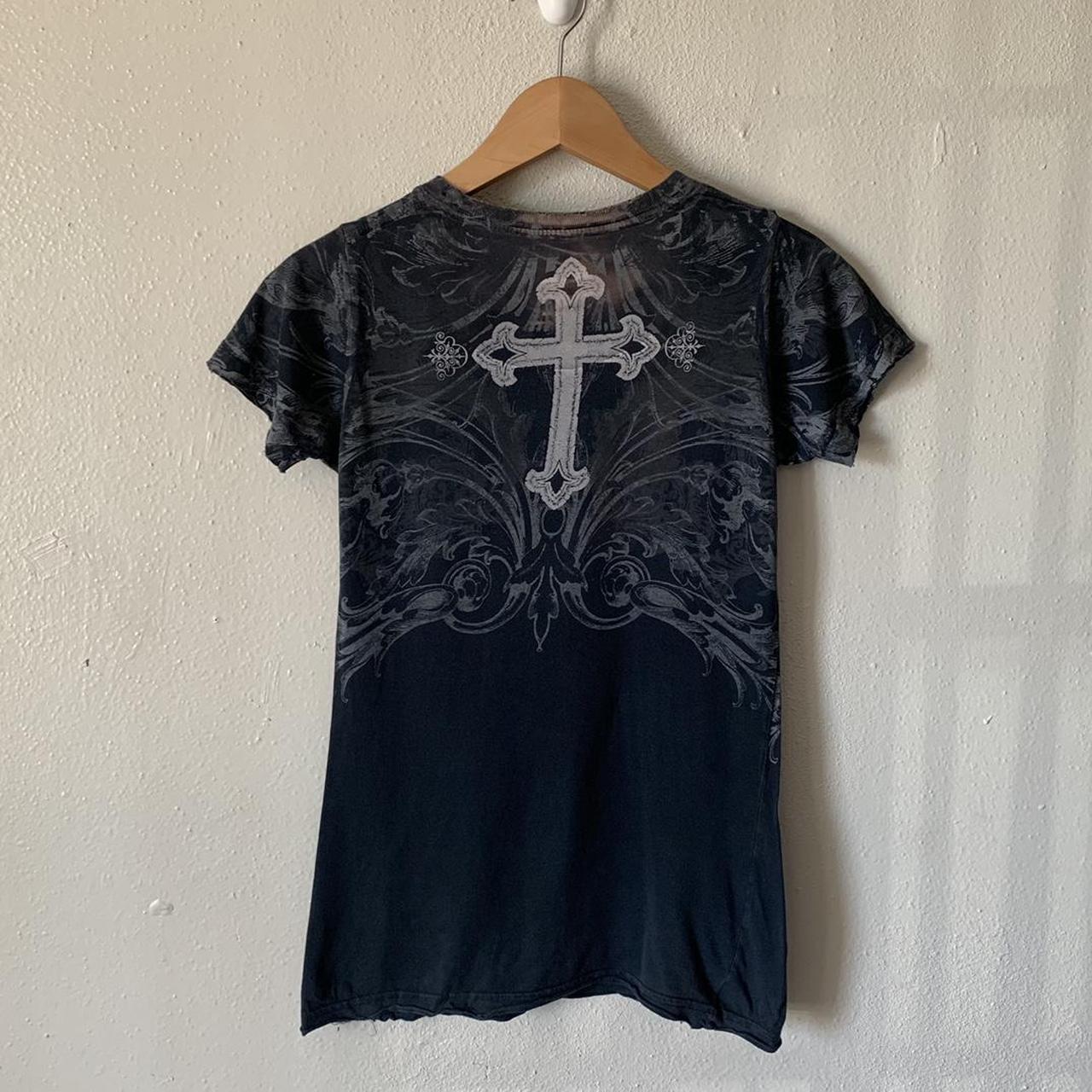 Women's Black and Grey T-shirt (2)