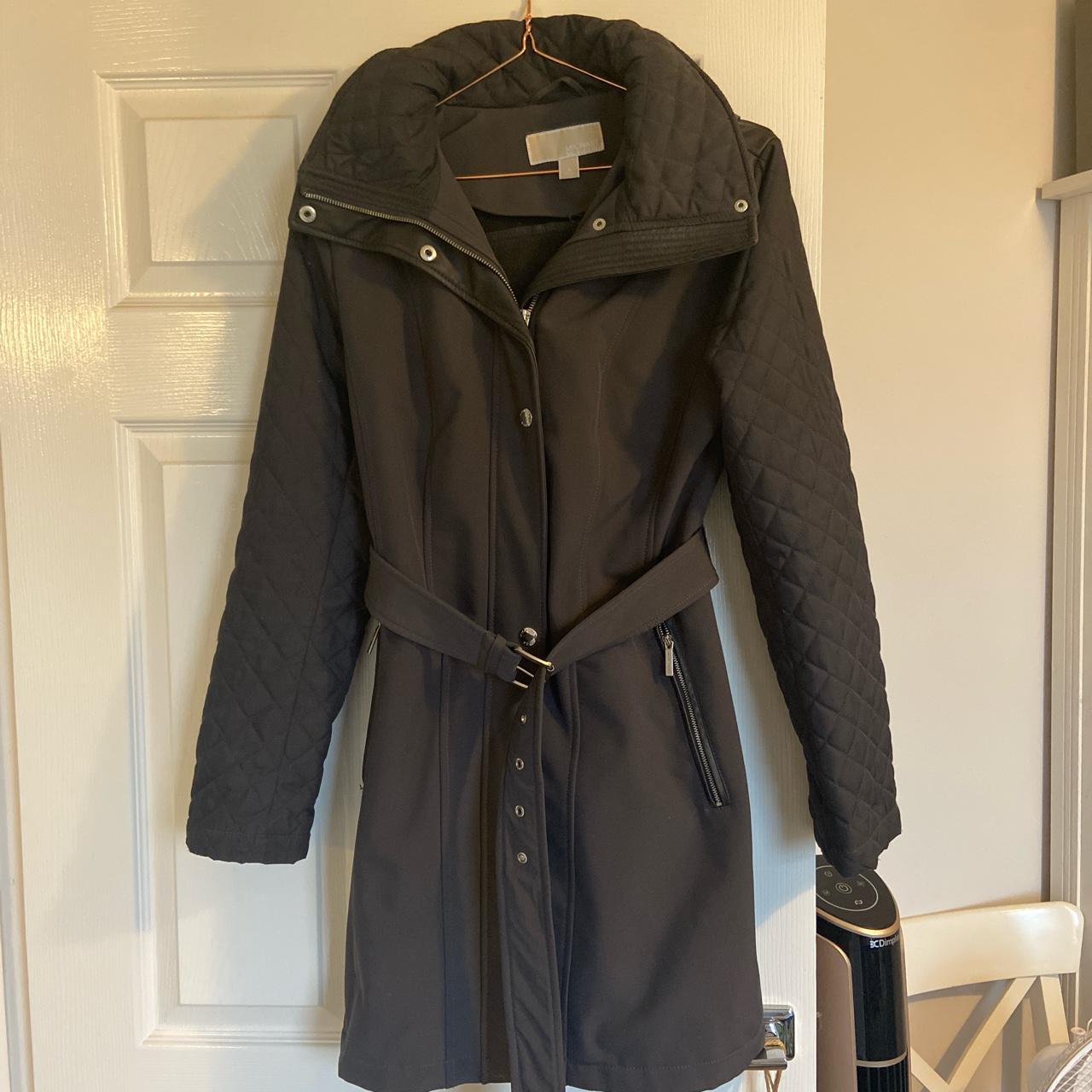 Michael Kors Women's Grey And Blue Coat | Depop