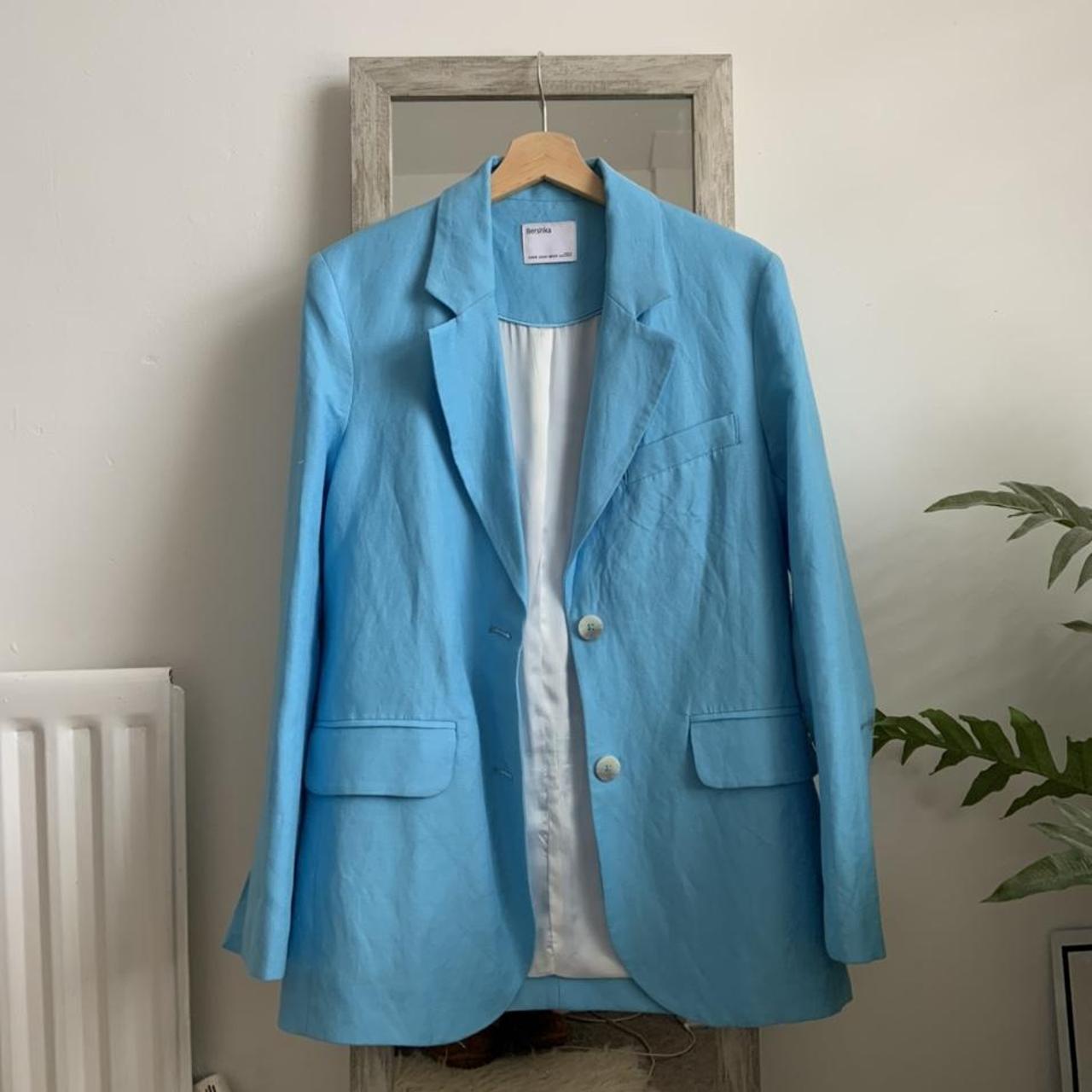 Bershka blue linen blazer Worn once, Depop