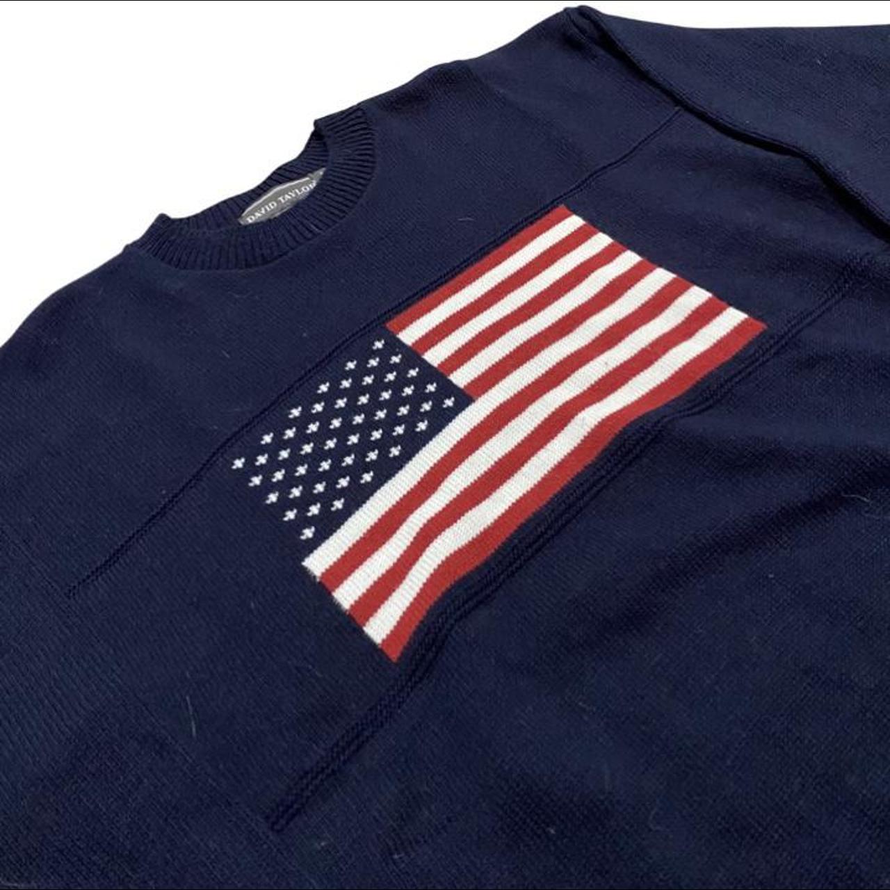 VINTAGE 90S MADE IN USA AMERICAN FLAG ACRYLIC KNIT... - Depop