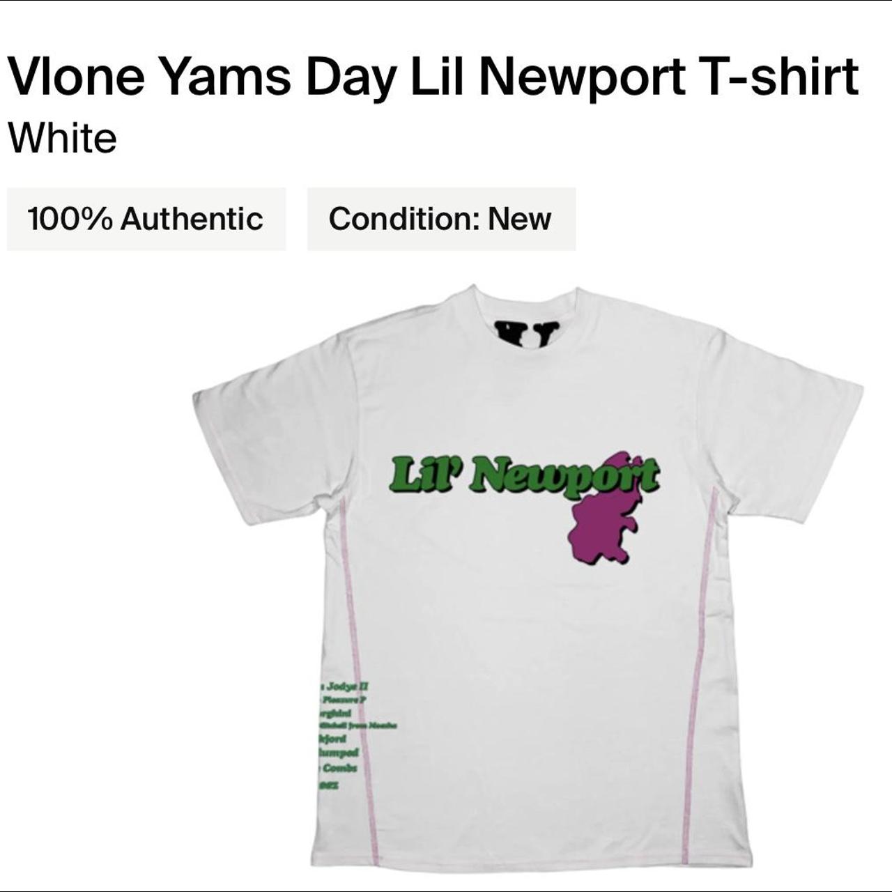 VLONE YAMS DAY LIL NEWPORT T-SHIRT, WHITE, 100%