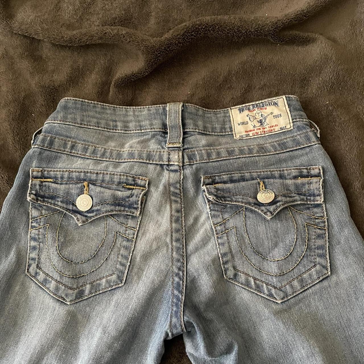 Light wash true religion jeans slim fit in super... - Depop