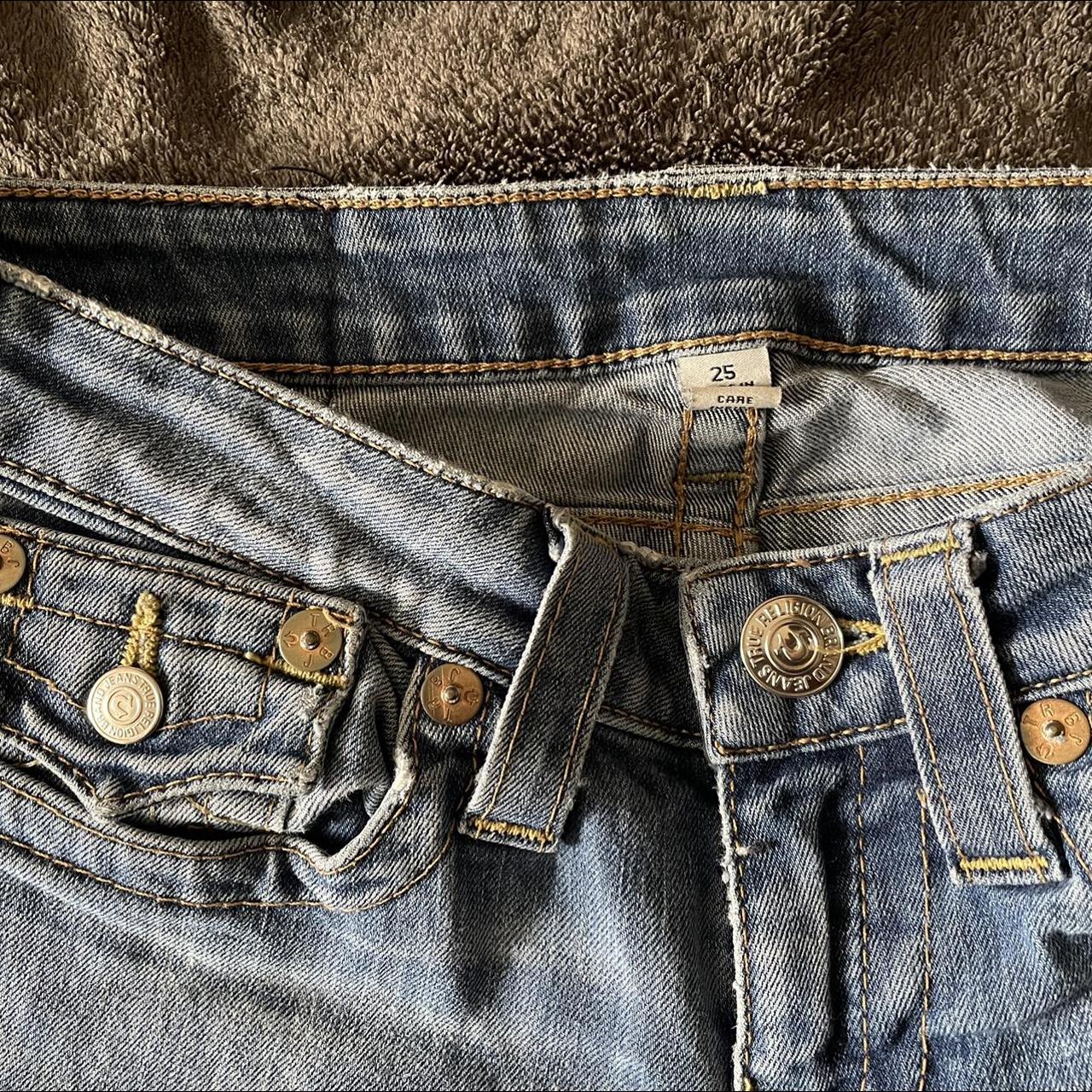 Light wash true religion jeans slim fit in super... - Depop