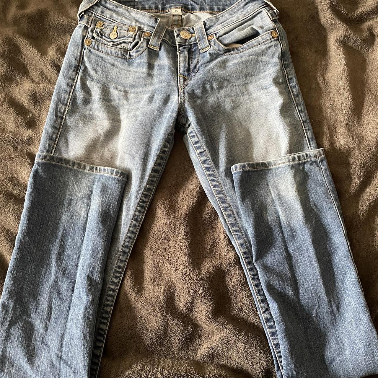 Light wash true religion jeans slim fit in super... - Depop