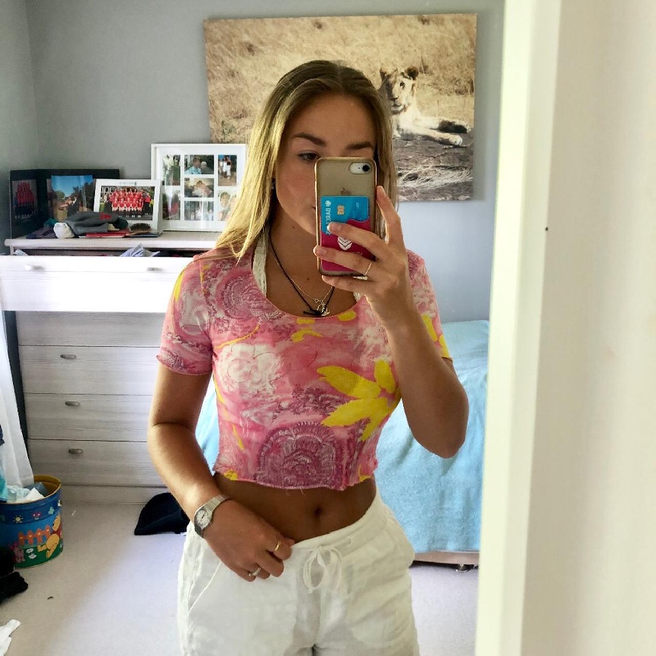 Coolest summer mesh top, bright colours with funky - Depop