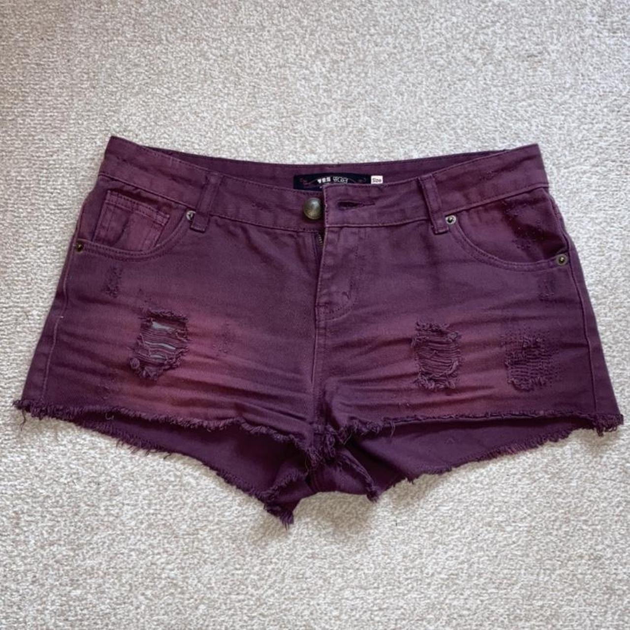 💜 New Look Purple / Burgundy Hotpants Shorts 💜 💜... - Depop