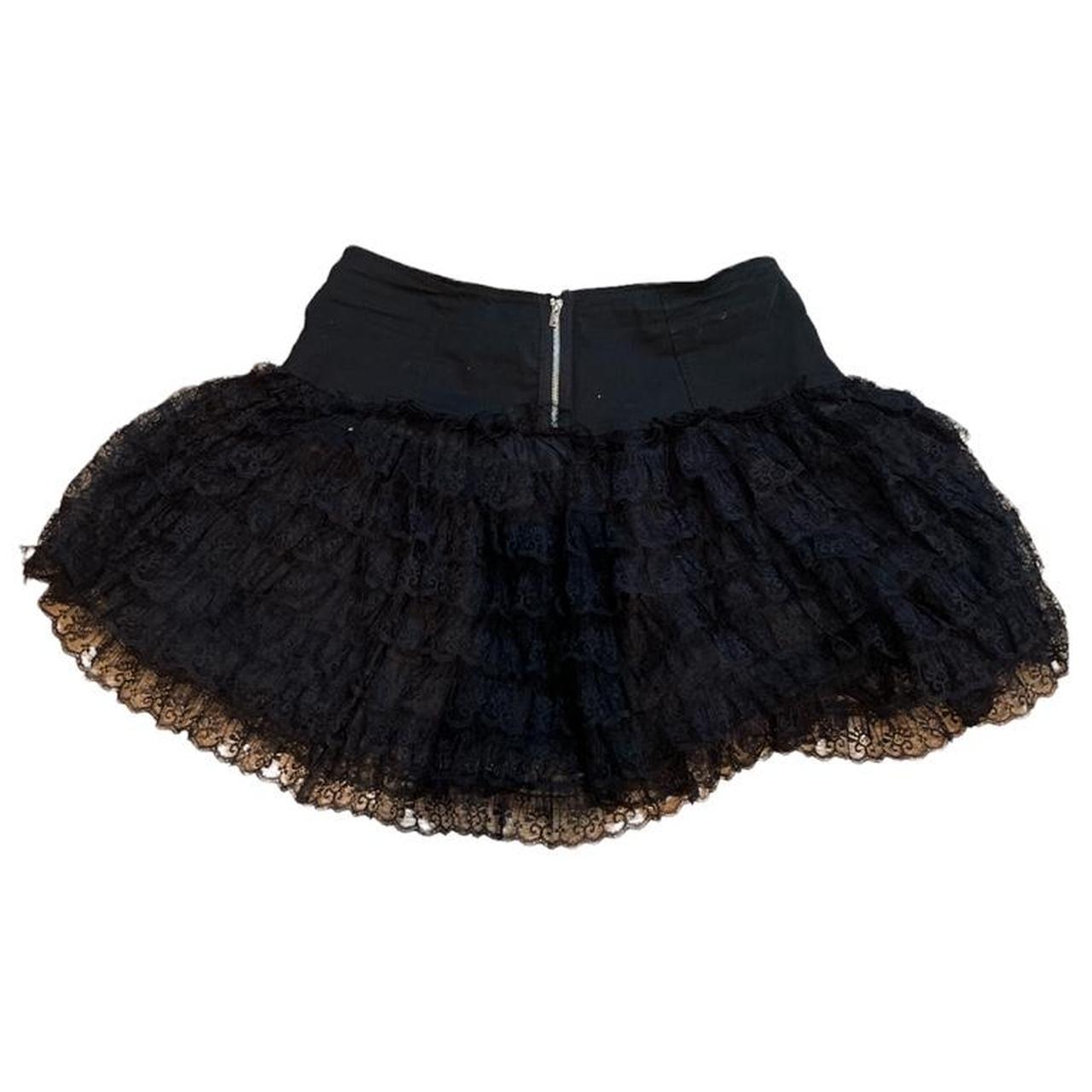 Tripp nyc tutu black lace skirt with metal skull and... - Depop