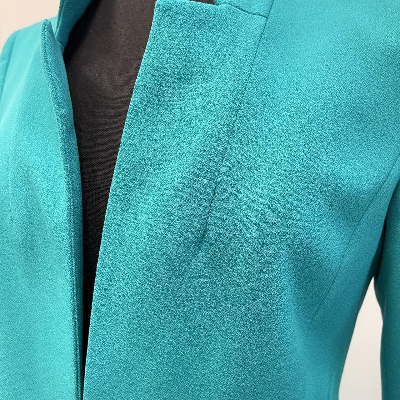 Zara Turquoise Inverted Lapel Collar Frock Jacket... - Depop