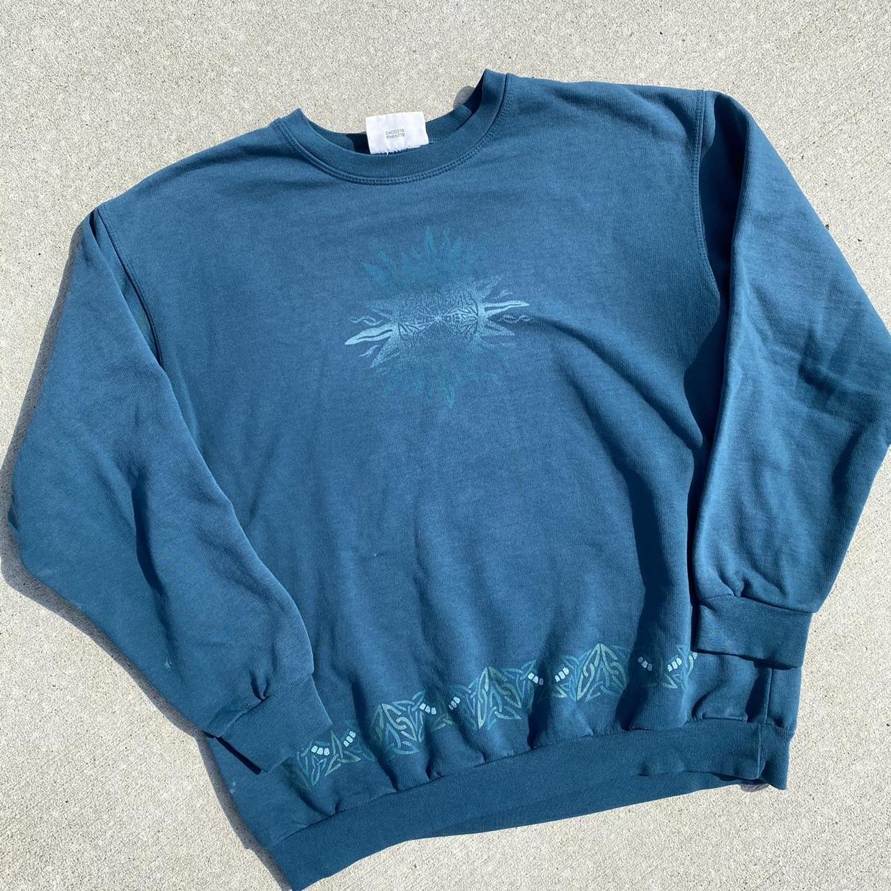 Northern Reflections Men's Blue and Green Sweatshirt | Depop