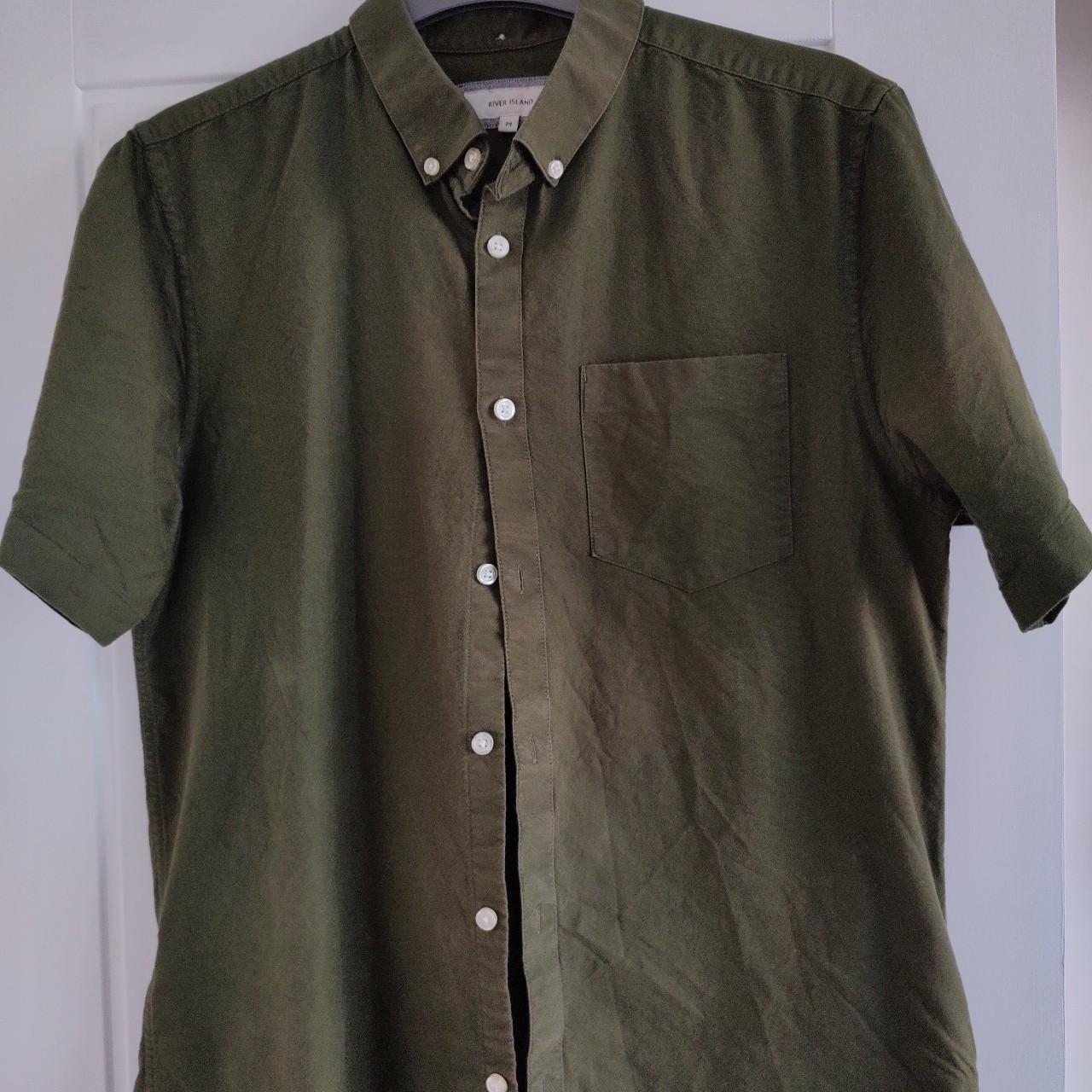 Khaki green River Island short sleeved shirt, button... - Depop