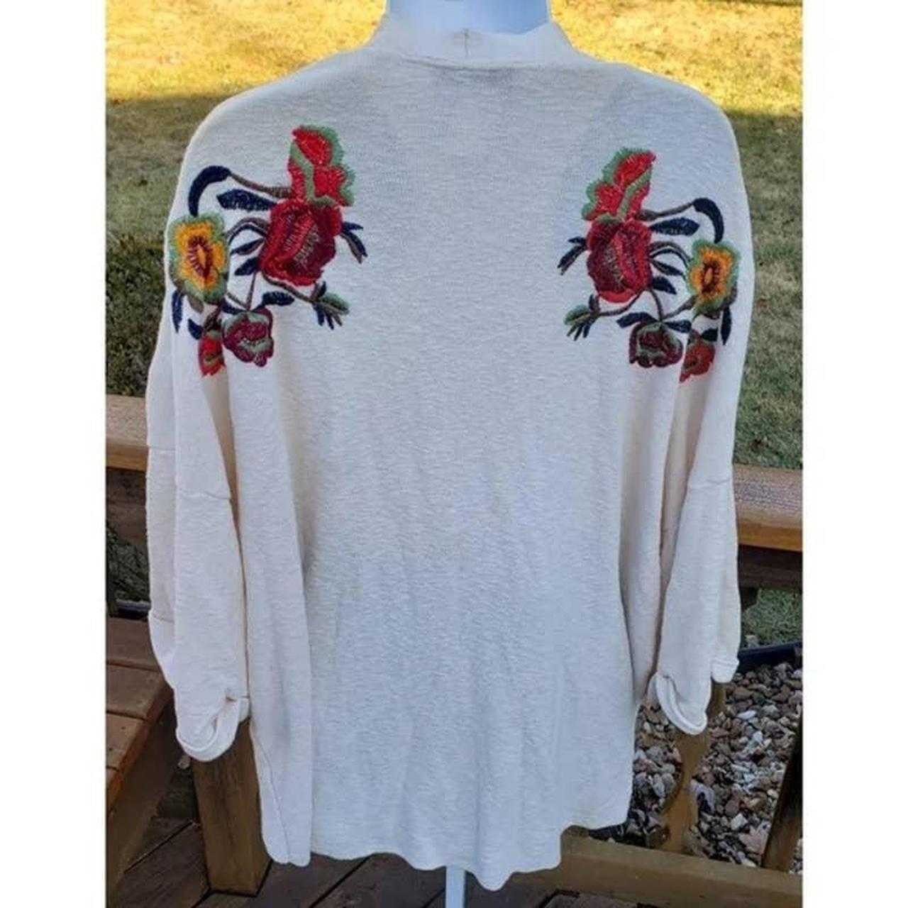 Zara Knit Floral Embroidered Cardigan Sweater - Depop