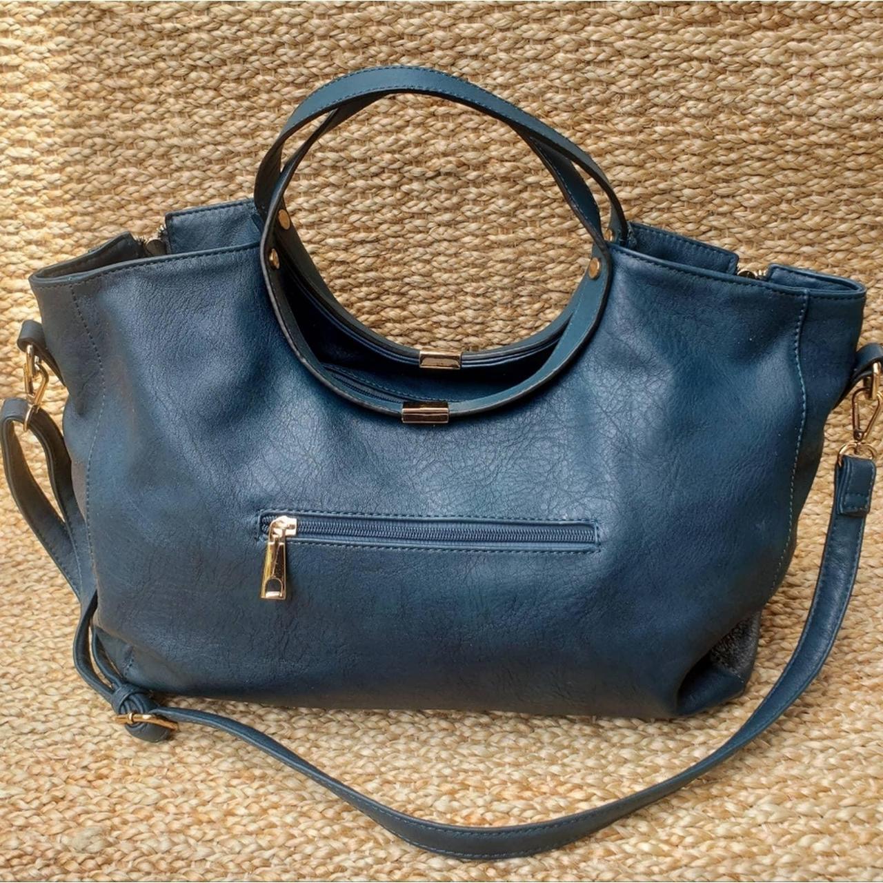 Roberto Della Croce Large Marine Blue Leather Tote... - Depop