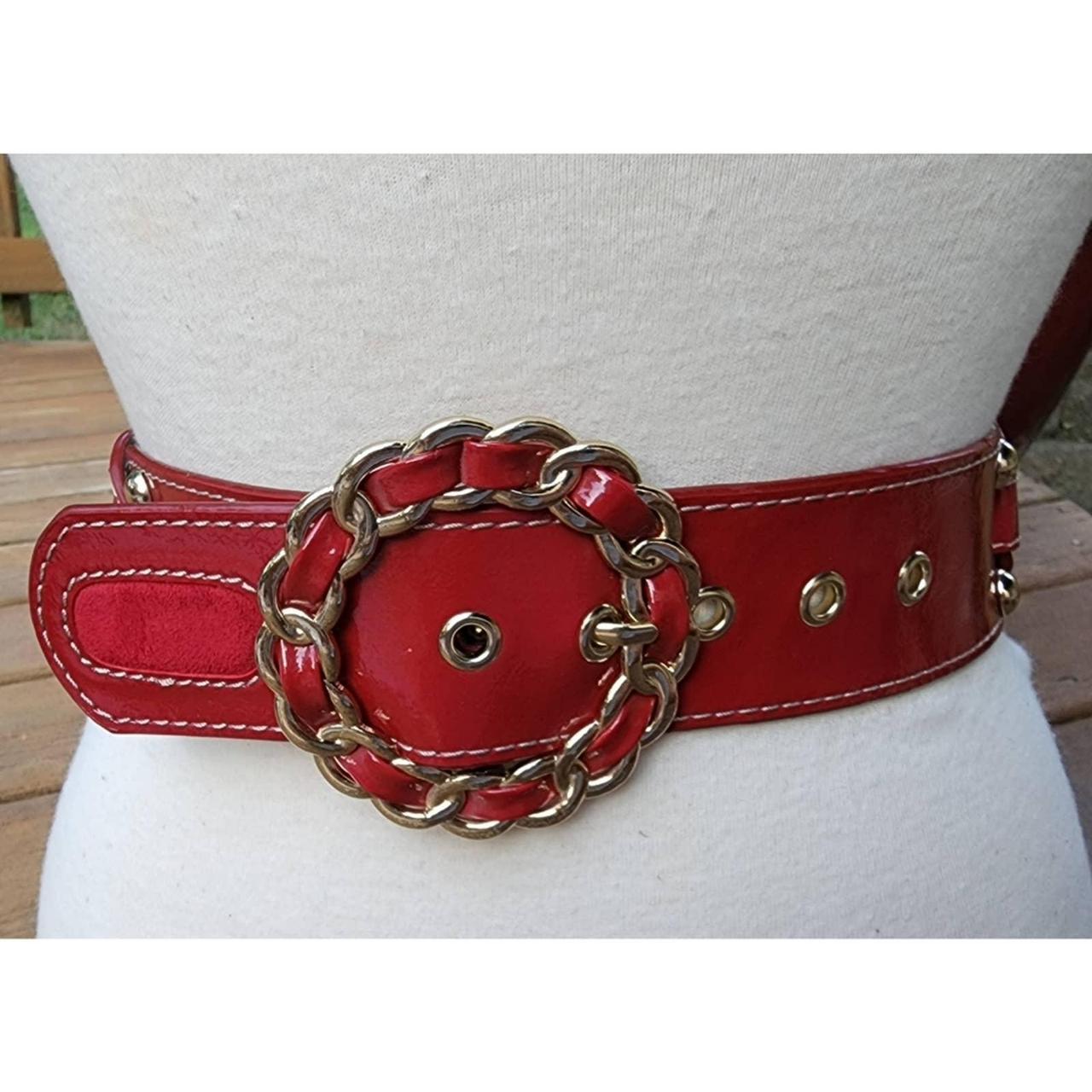 American Vintage Women's Red and Gold Belt (2)