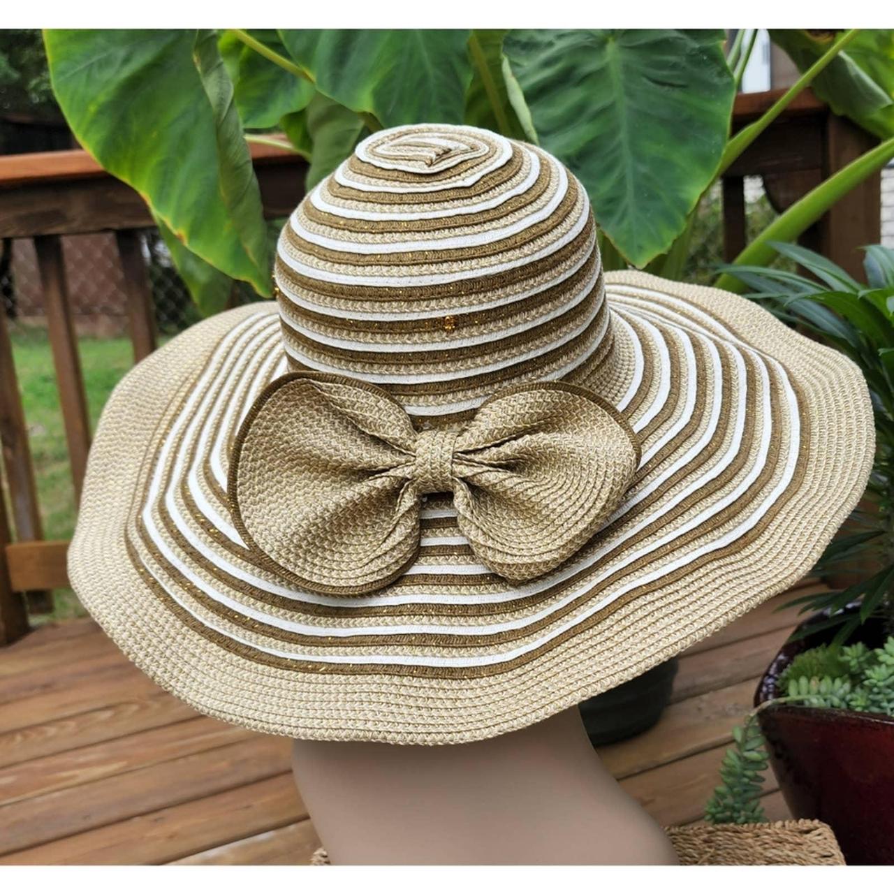 Wide brim beach straw sun hat for women sun - Depop