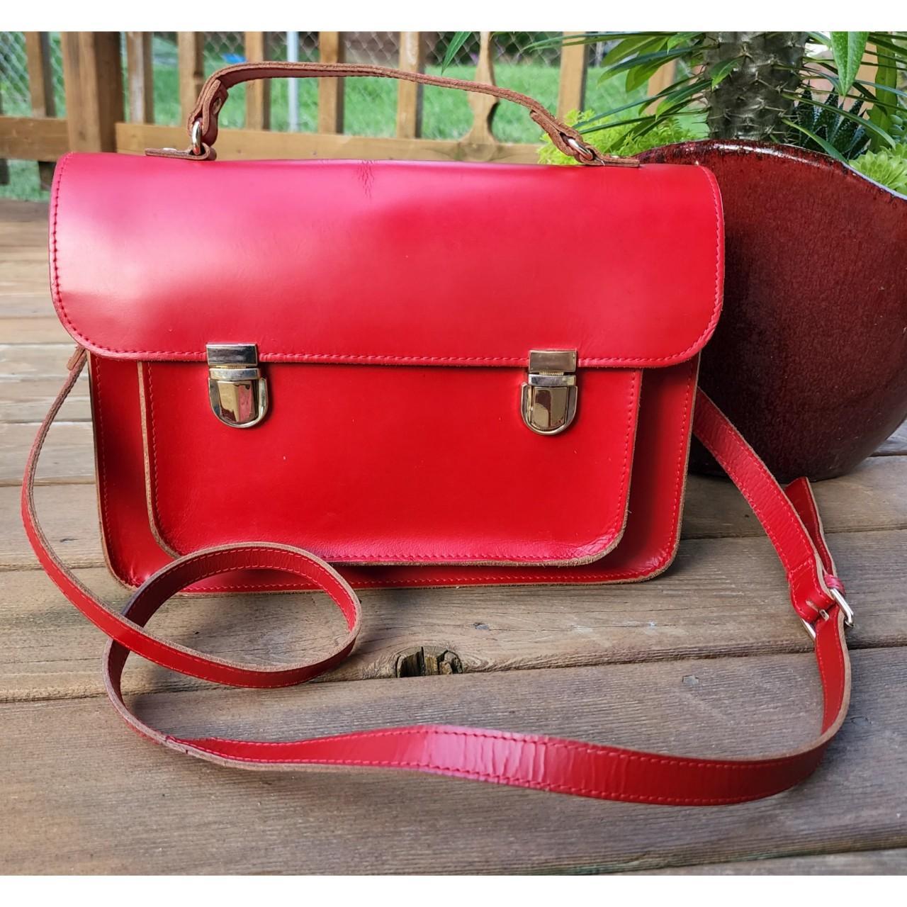 Mark & Graham Red Leather Crossbody Flap... Depop