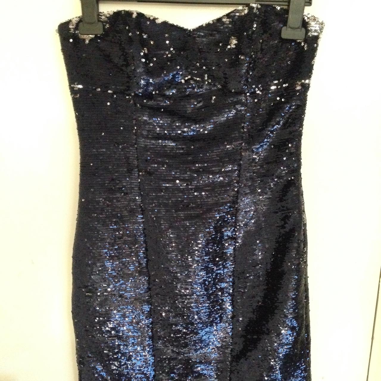 Navy Blue Sequin Boob Tube Dress. Gorgeous For A - Depop