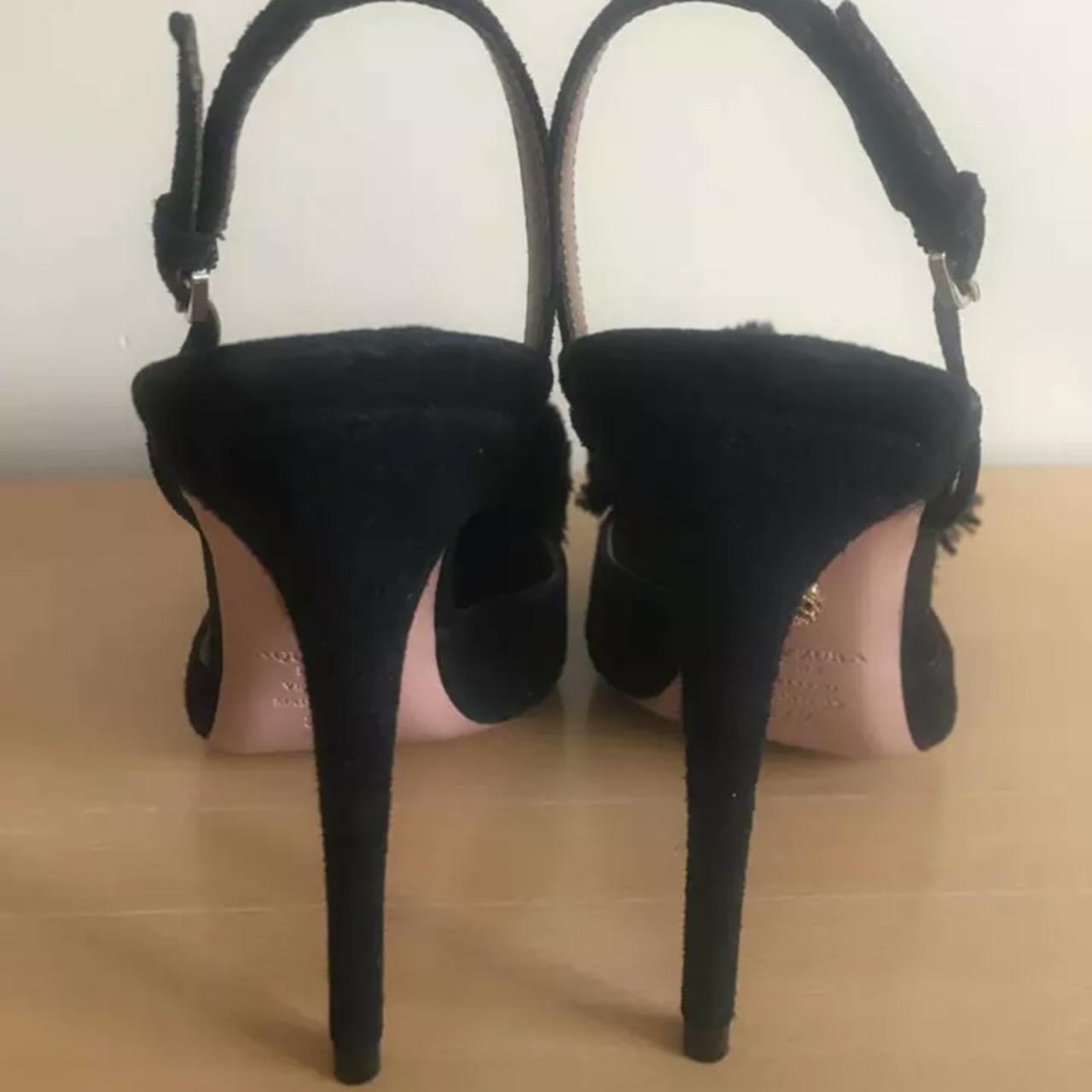 🔺AQUAZZURA🔺 Black velvet powder puff pumps. Point... - Depop