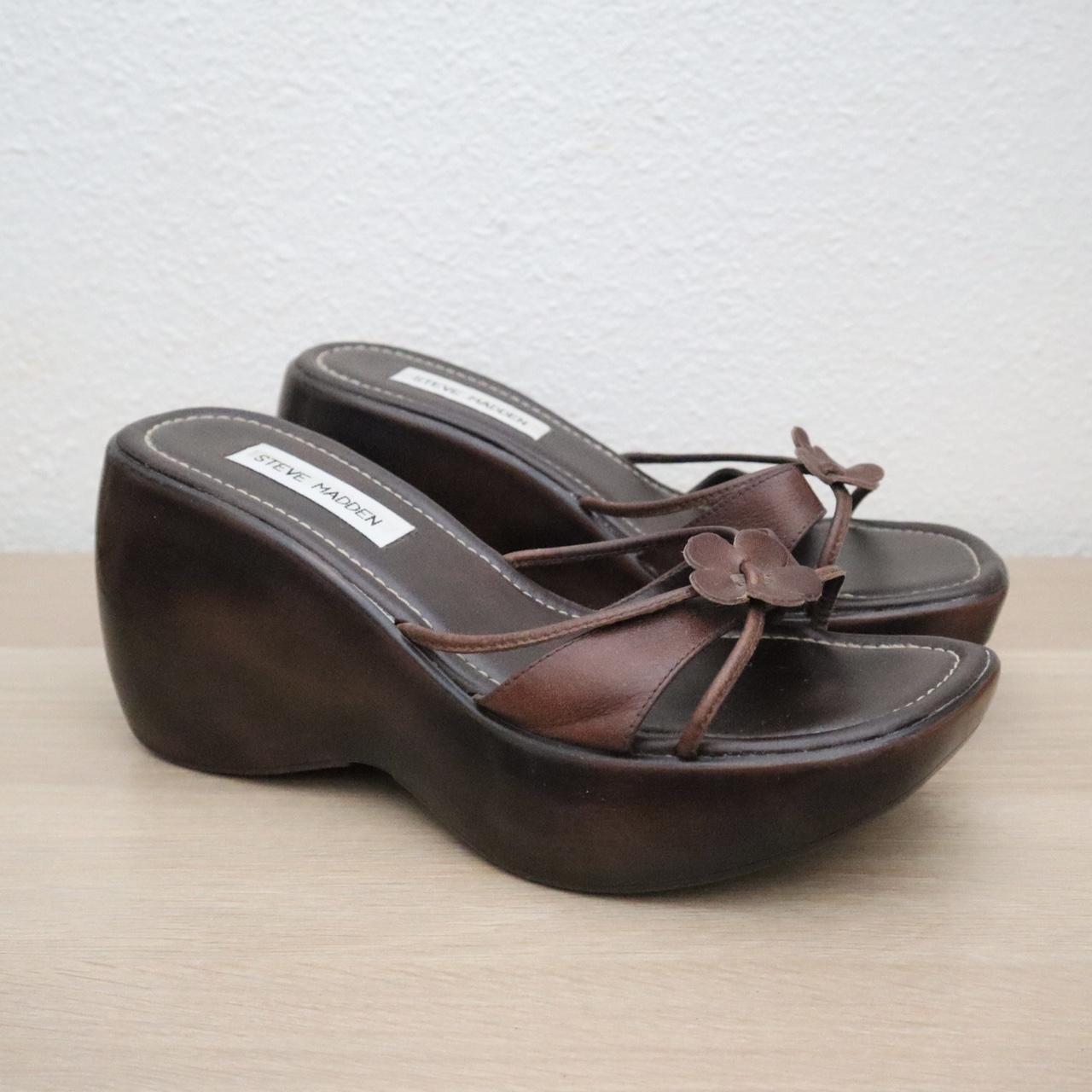 Vintage Steve Madden platform chunky sandals with a... - Depop