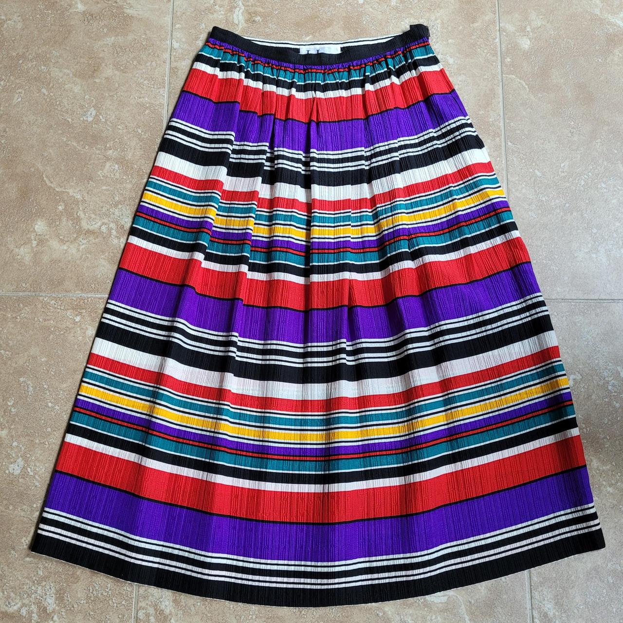 Product Image 2 - Vintage Striped Multicolor Silk Skirt