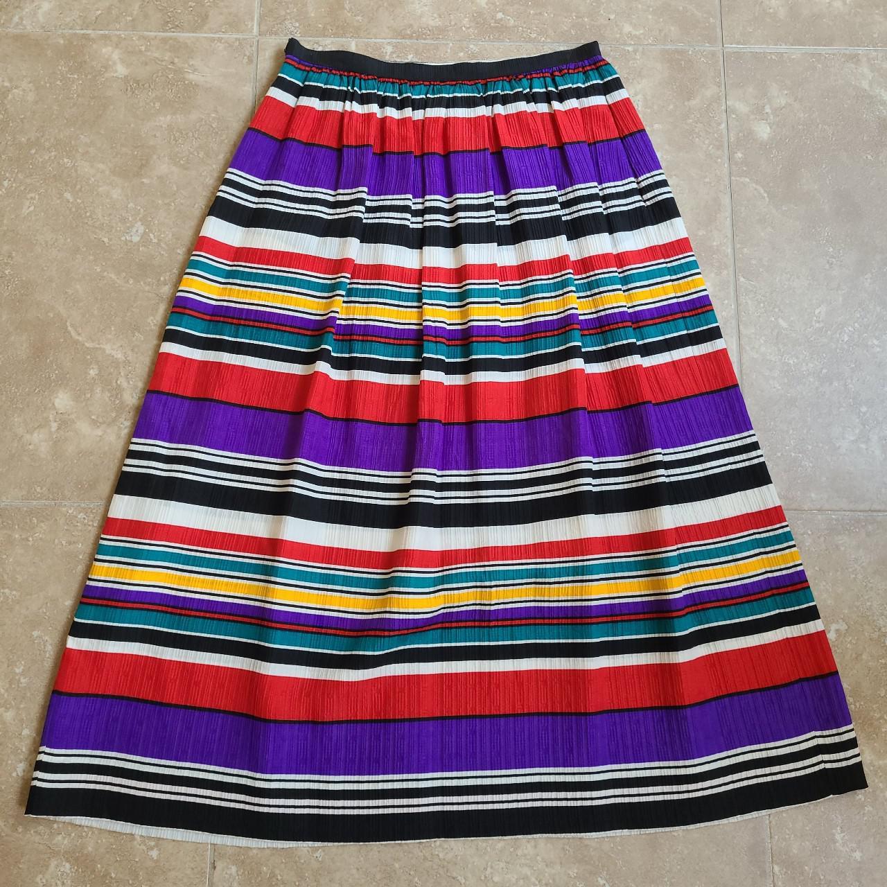 Product Image 3 - Vintage Striped Multicolor Silk Skirt