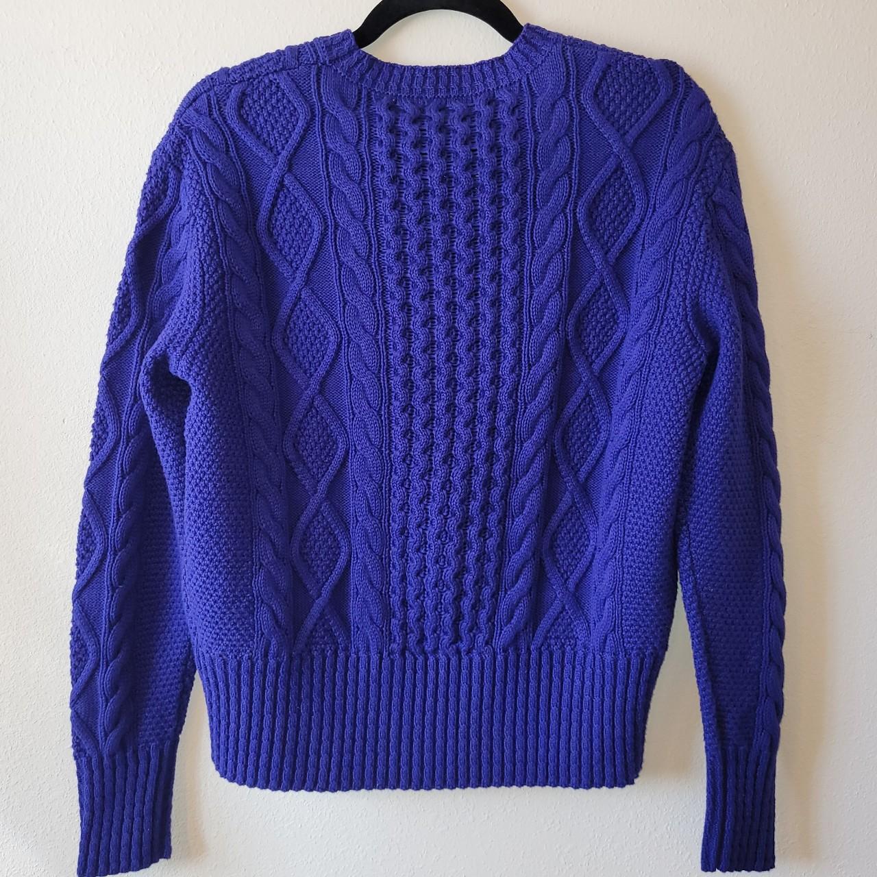 Polo Ralph Lauren Purple Cable-Knit Crewneck Cotton... - Depop