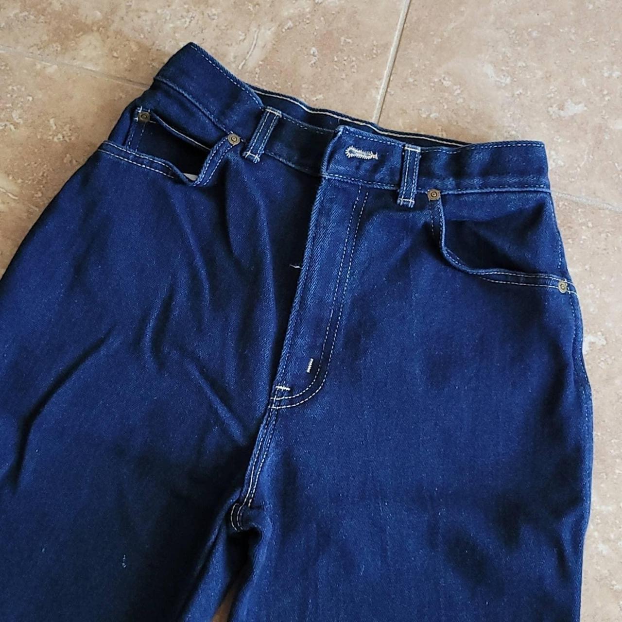 Chic Women's Blue and Tan Jeans | Depop