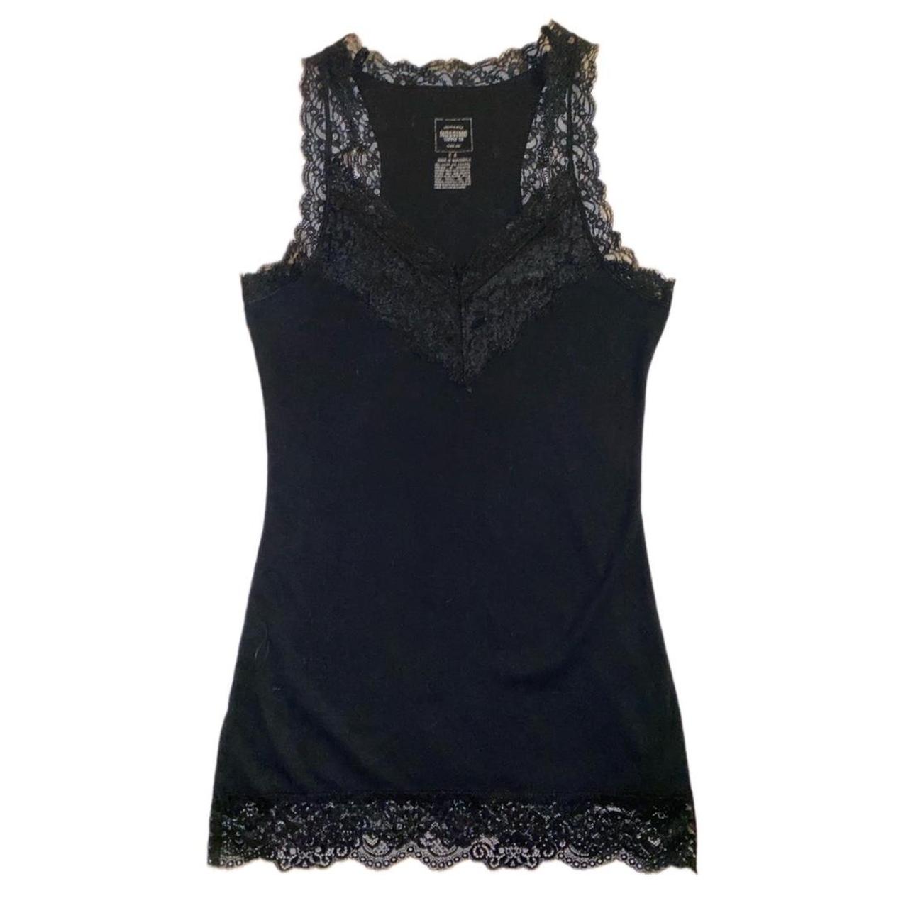 Black Lace V Neck Cami Tank Top Goth Grunge... - Depop