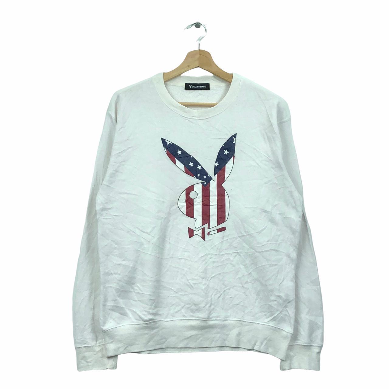 Vintage 90s Playboy Big Bunny American Flag Crewneck... - Depop