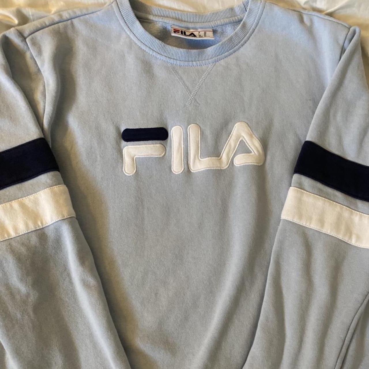 Fila pastel blue XL sweater #vintage #streetwear... - Depop