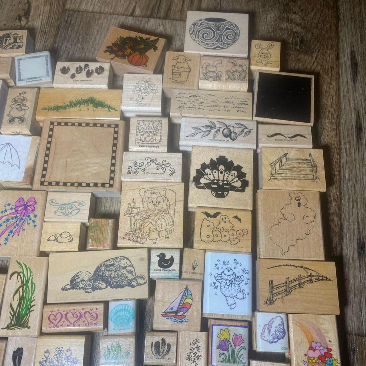 Vintage Wooden Rubber Stamp Lot Over 75 Stamps... Depop